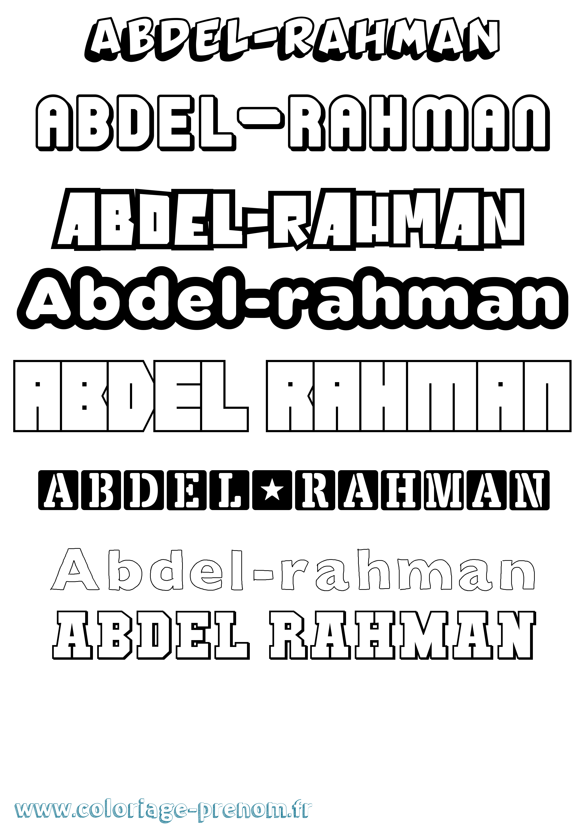 Coloriage Abdel-Rahman Simple Coloriage prénom Abdel-Rahman Simple
