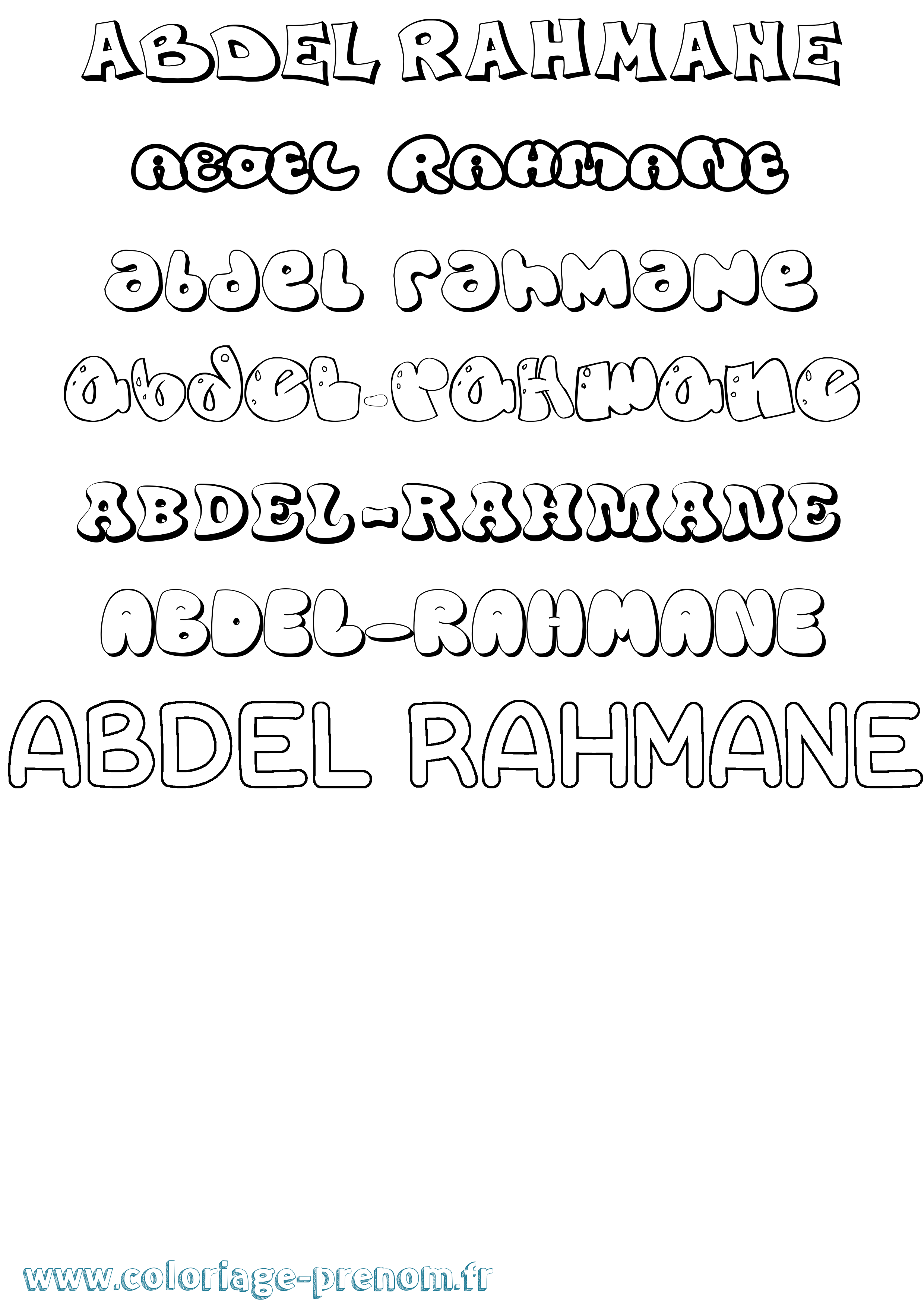 Coloriage Abdel-Rahmane Bubble Coloriage prénom Abdel-Rahmane Bubble