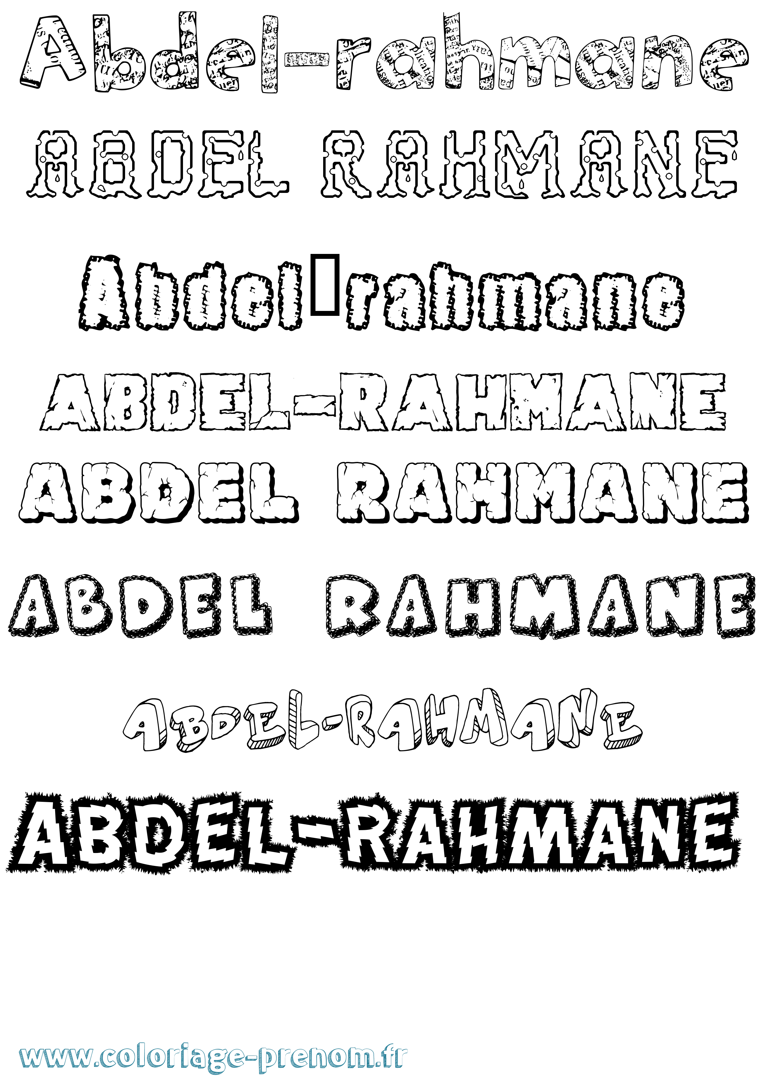 Coloriage prénom Abdel-Rahmane Destructuré