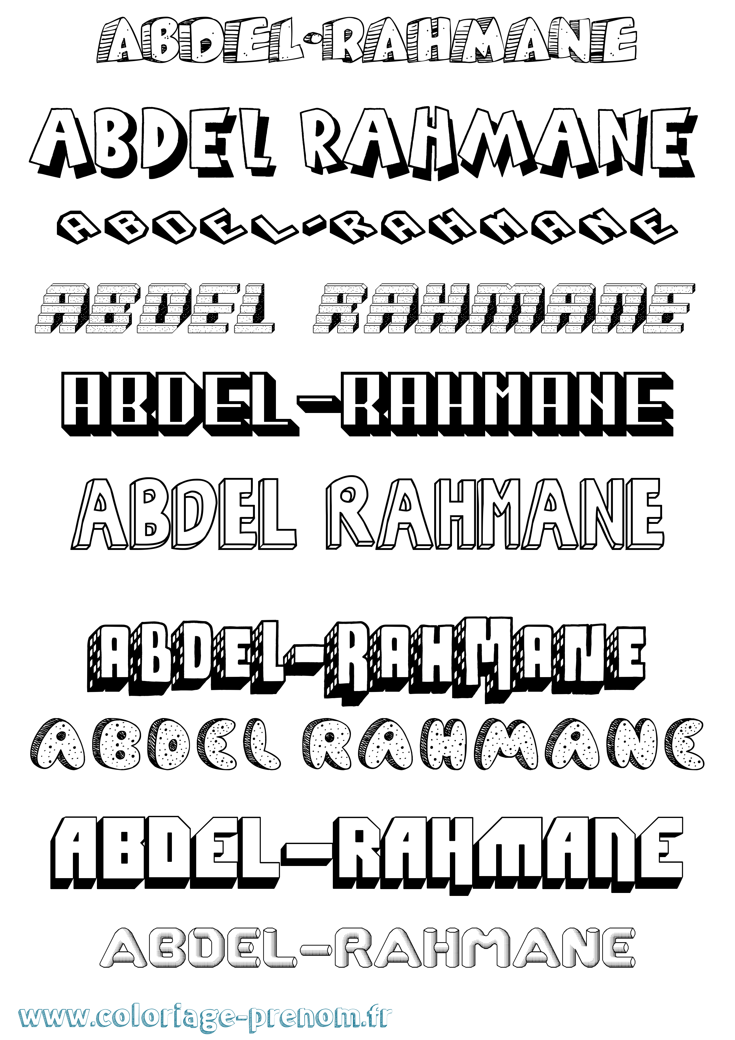 Coloriage prénom Abdel-Rahmane Effet 3D