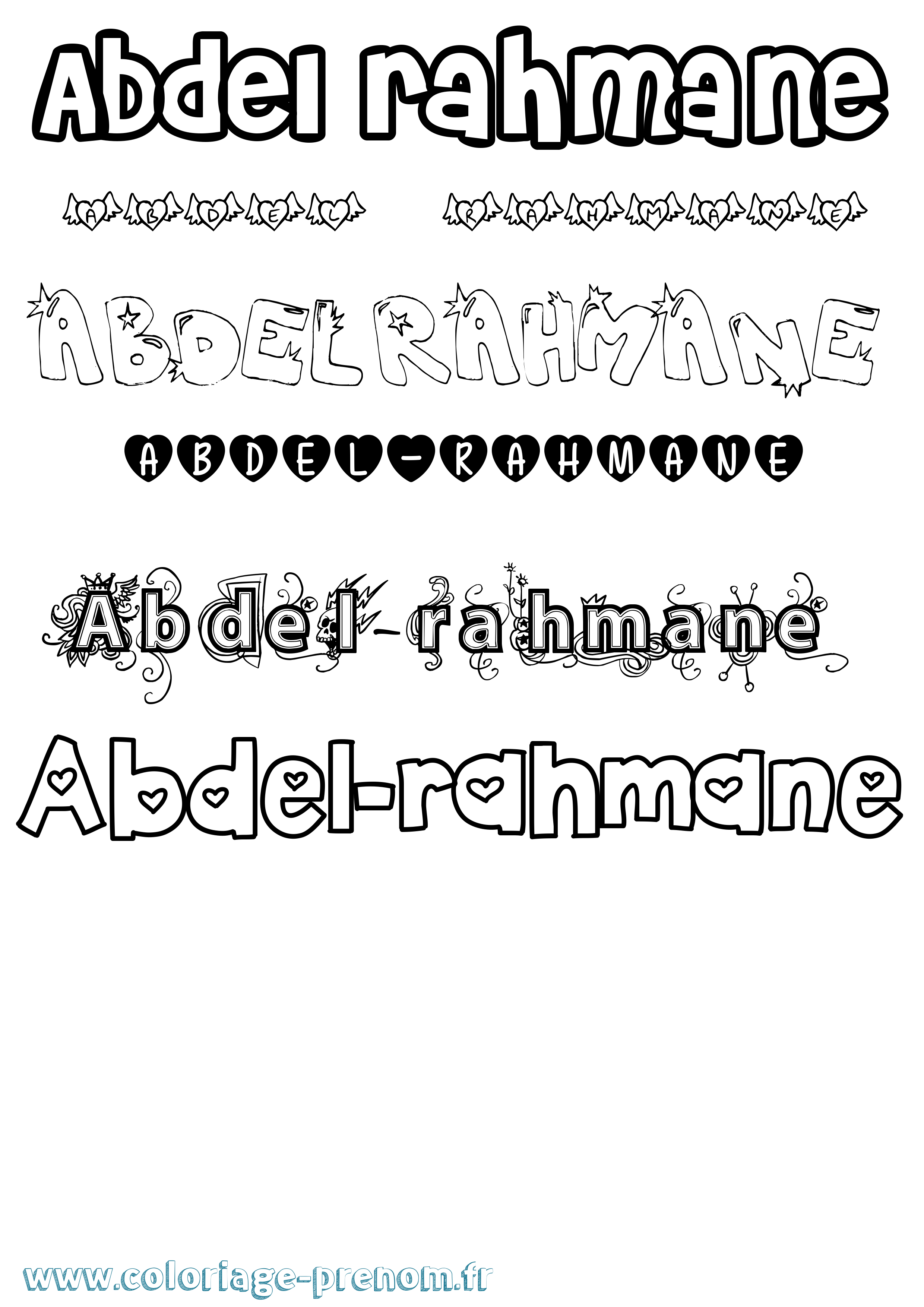 Coloriage Abdel-Rahmane Girly Coloriage prénom Abdel-Rahmane Girly