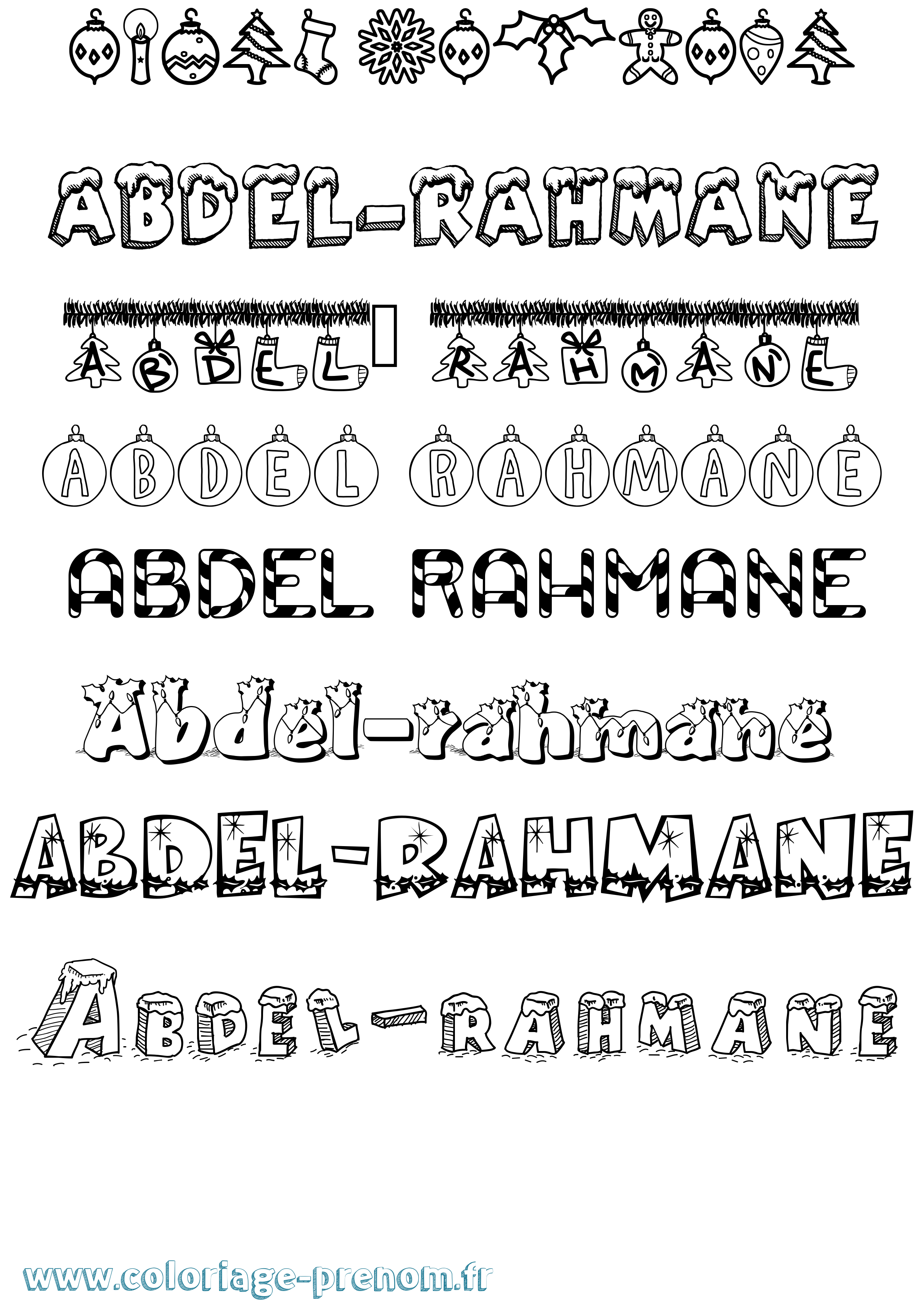 Coloriage Abdel-Rahmane Noël Coloriage prénom Abdel-Rahmane Noël