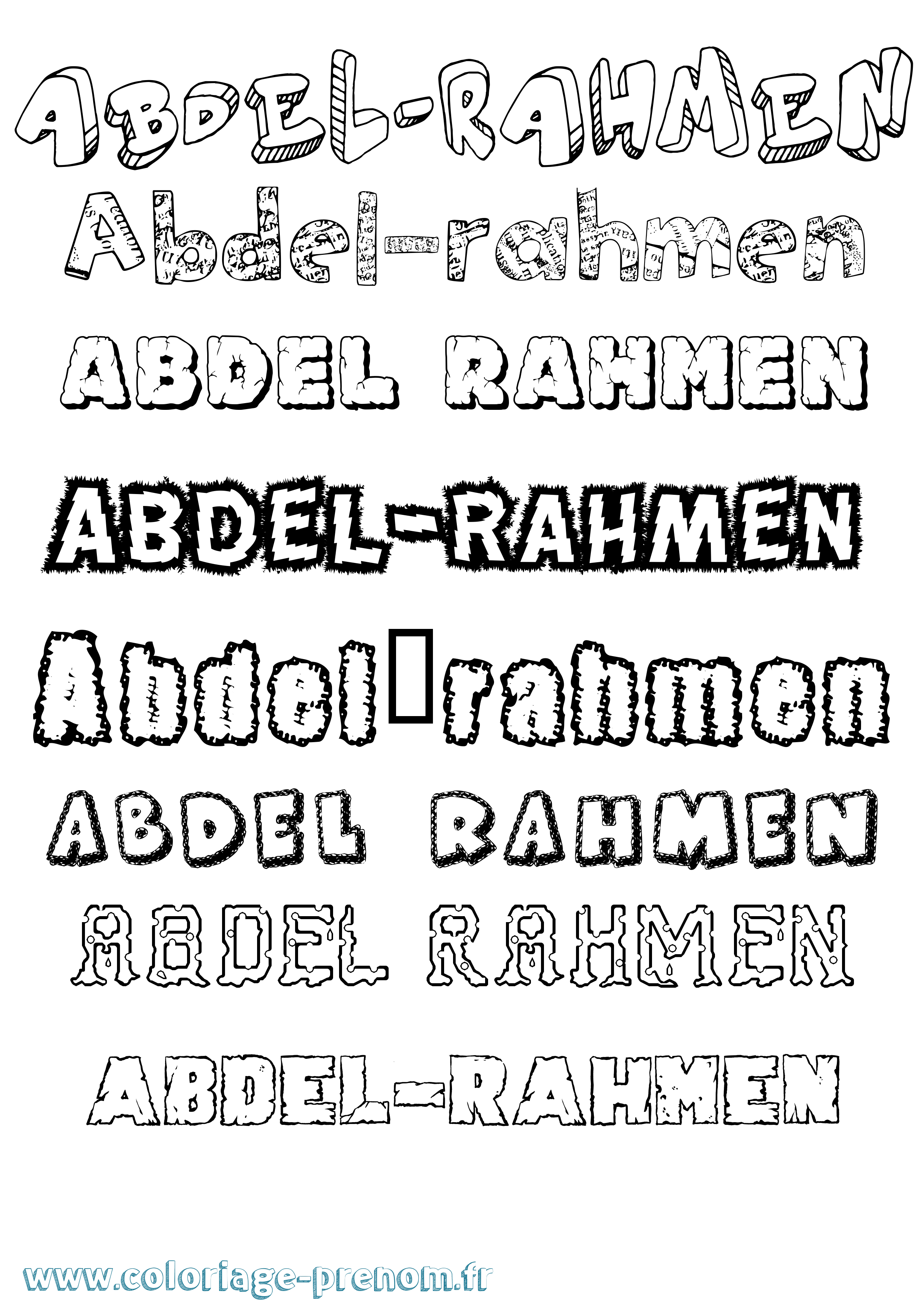 Coloriage prénom Abdel-Rahmen Destructuré