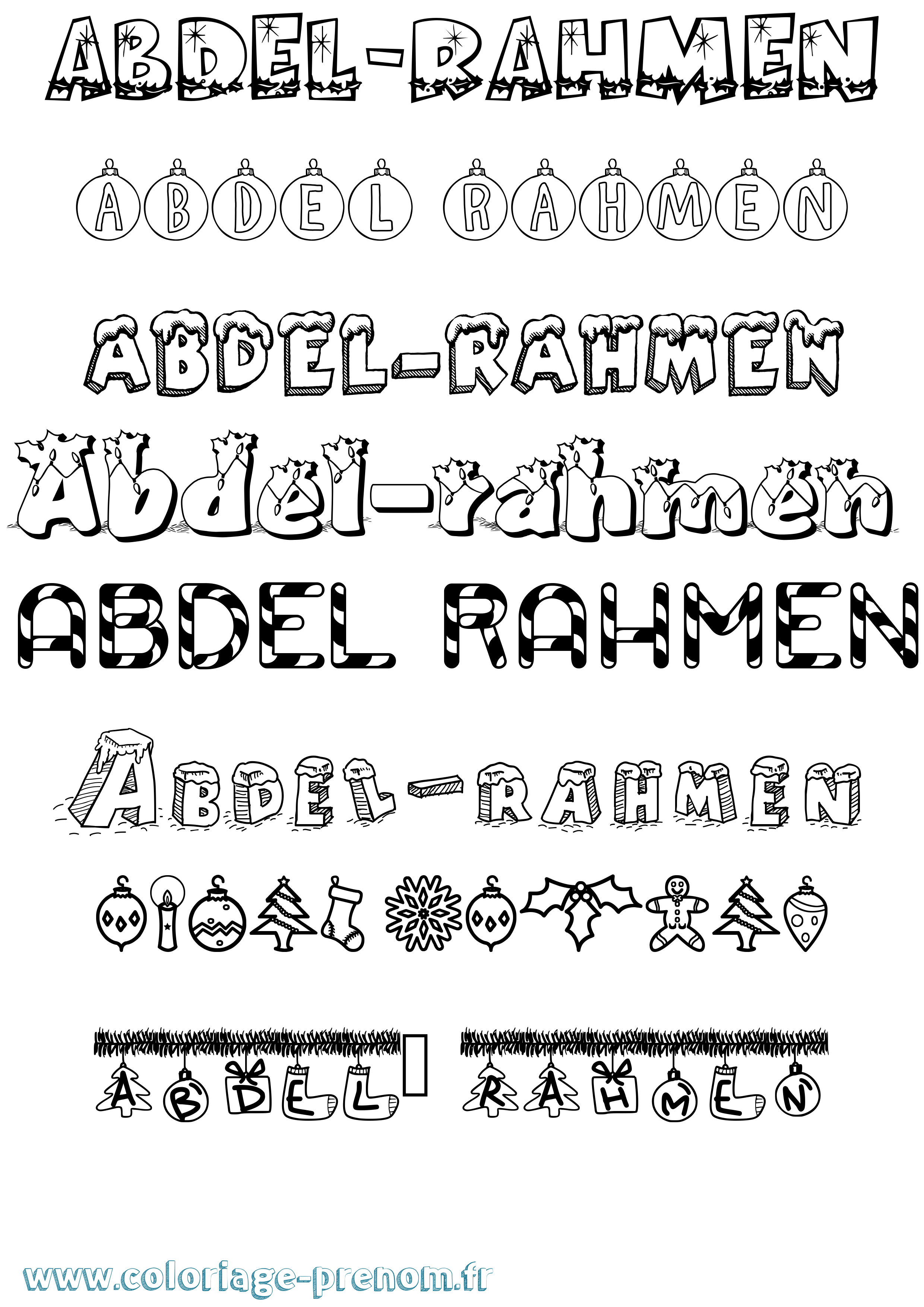 Coloriage prénom Abdel-Rahmen Noël