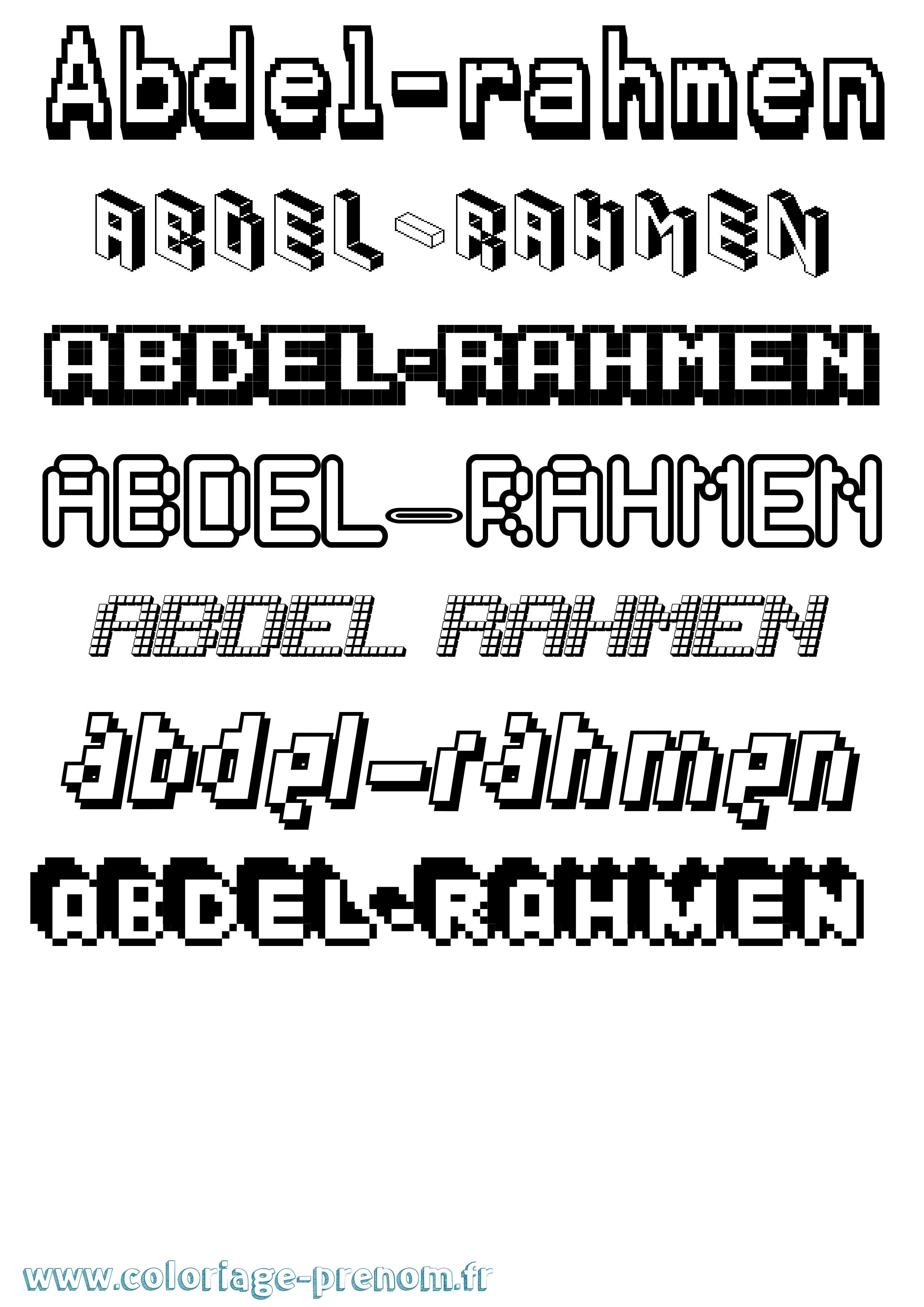 Coloriage prénom Abdel-Rahmen Pixel