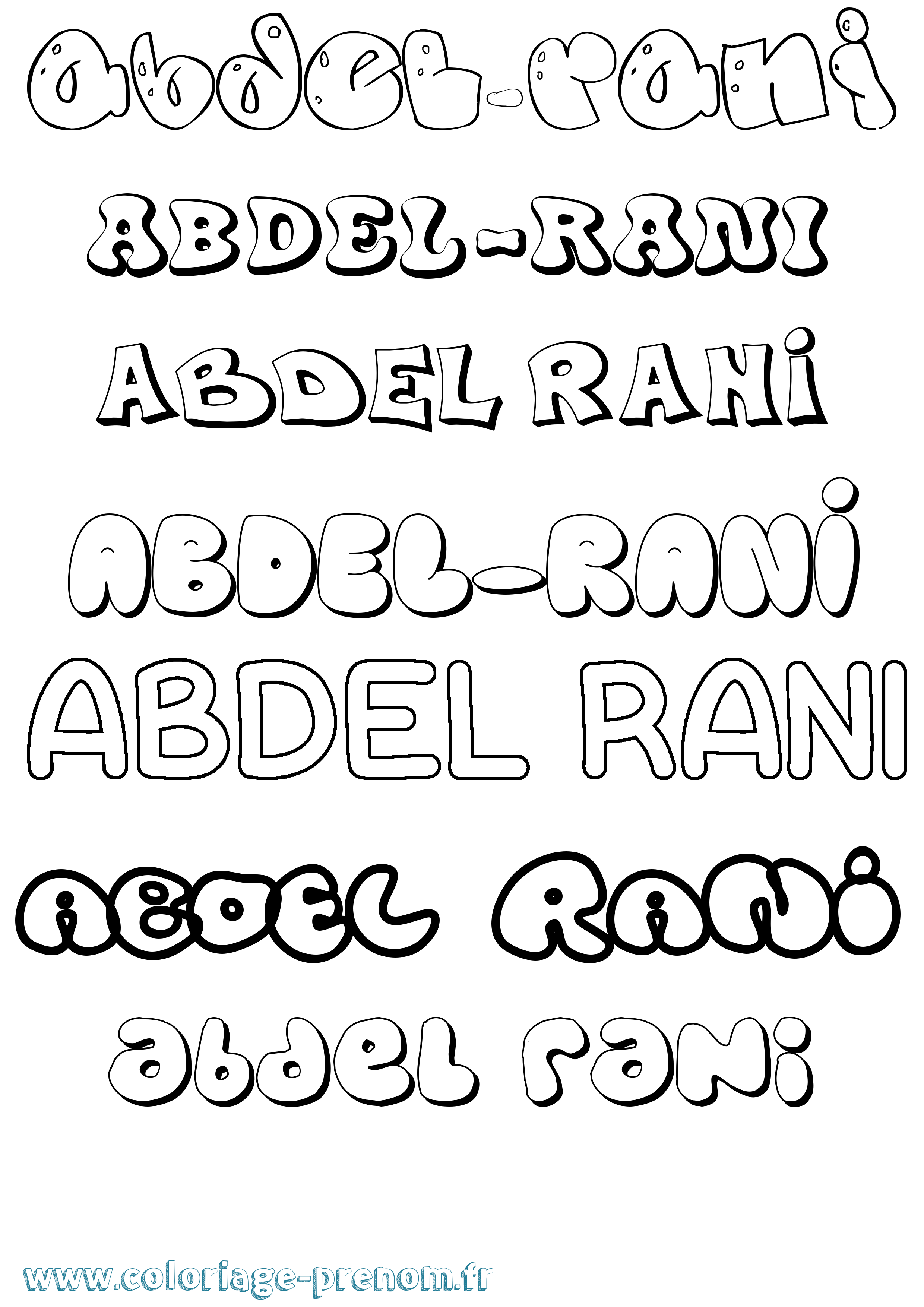 Coloriage Abdel-Rani Bubble Coloriage prénom Abdel-Rani Bubble