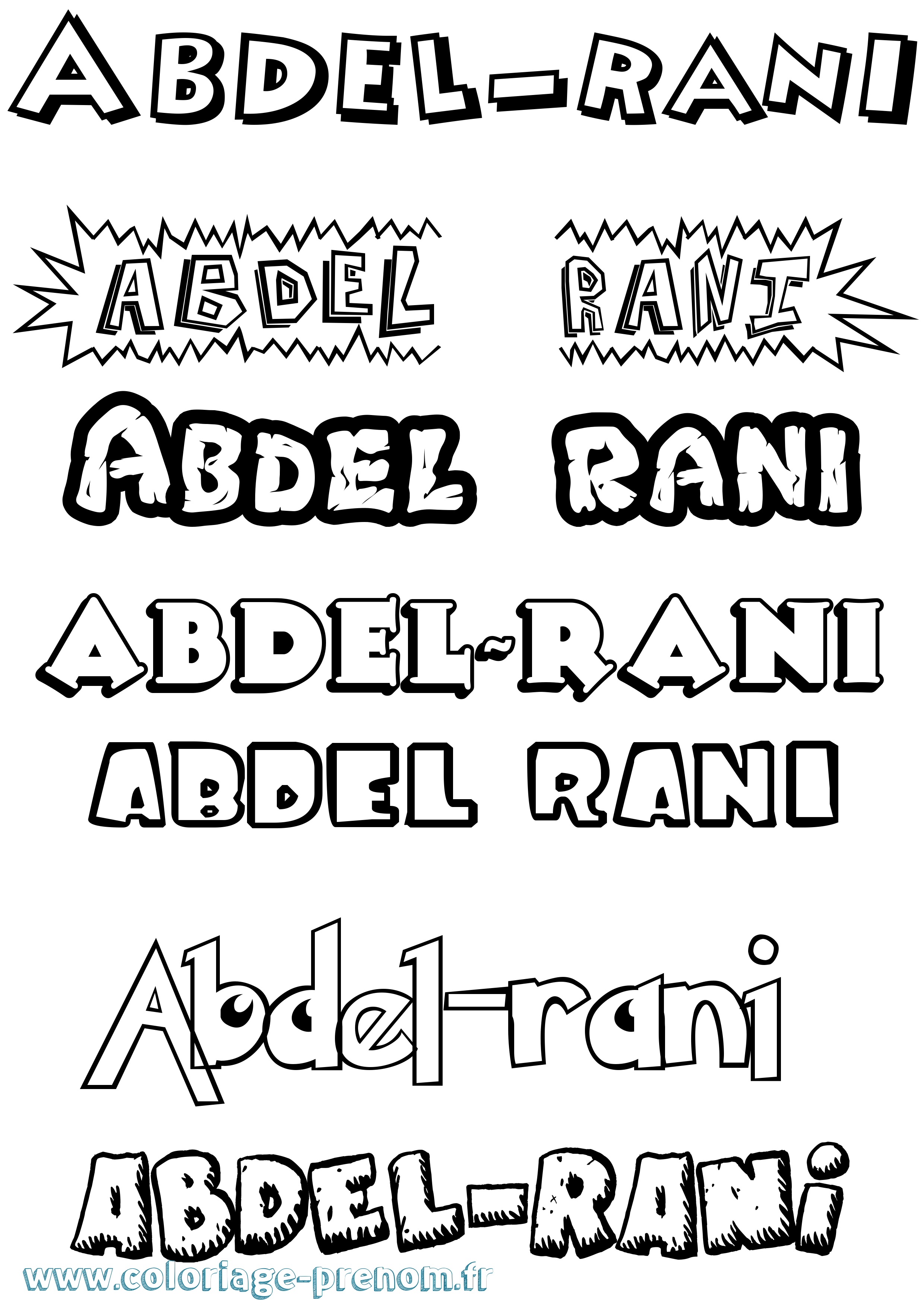Coloriage Abdel-Rani Dessin Animé Coloriage prénom Abdel-Rani Dessin Animé
