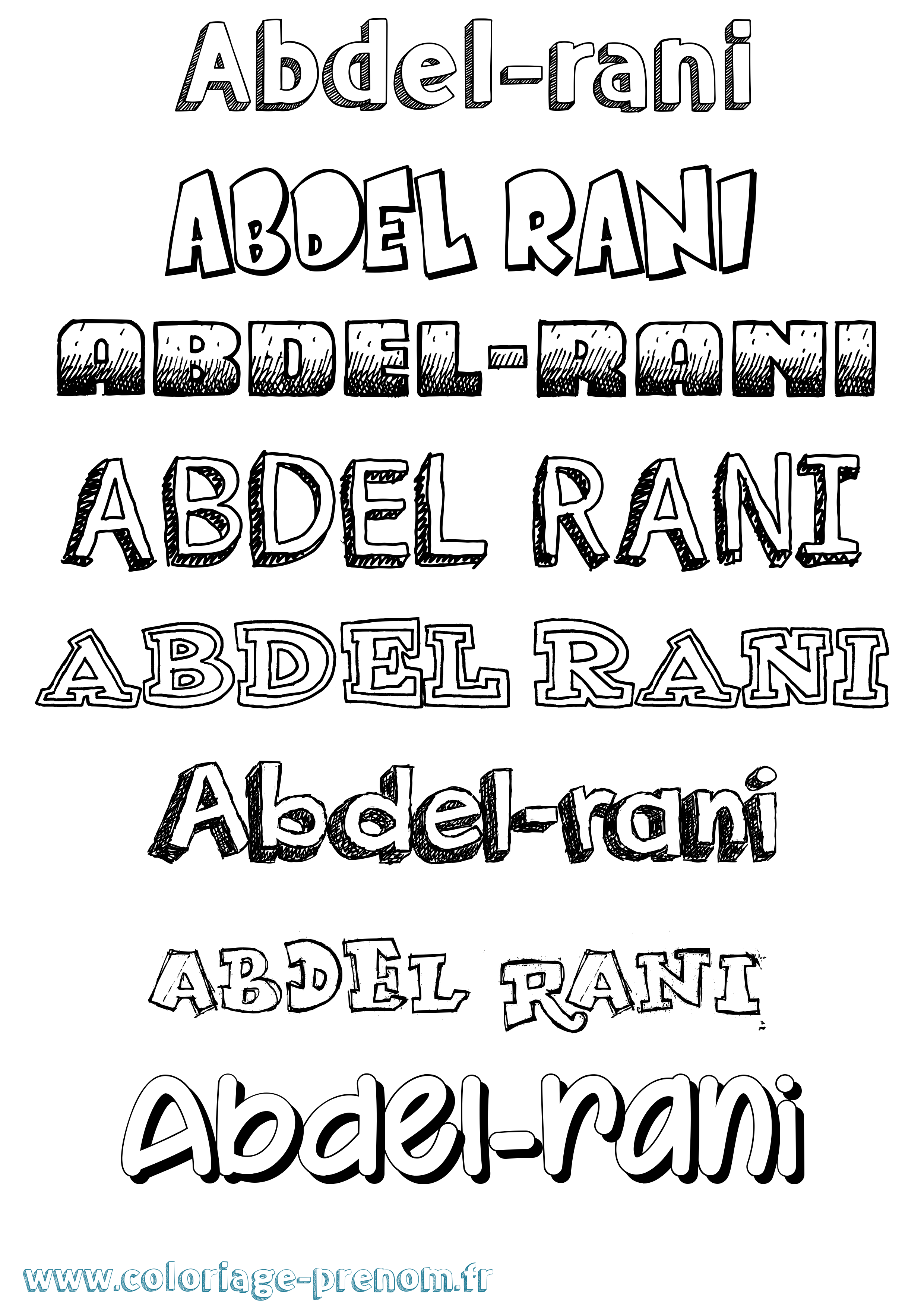 Coloriage Abdel-Rani Dessiné Coloriage prénom Abdel-Rani Dessiné