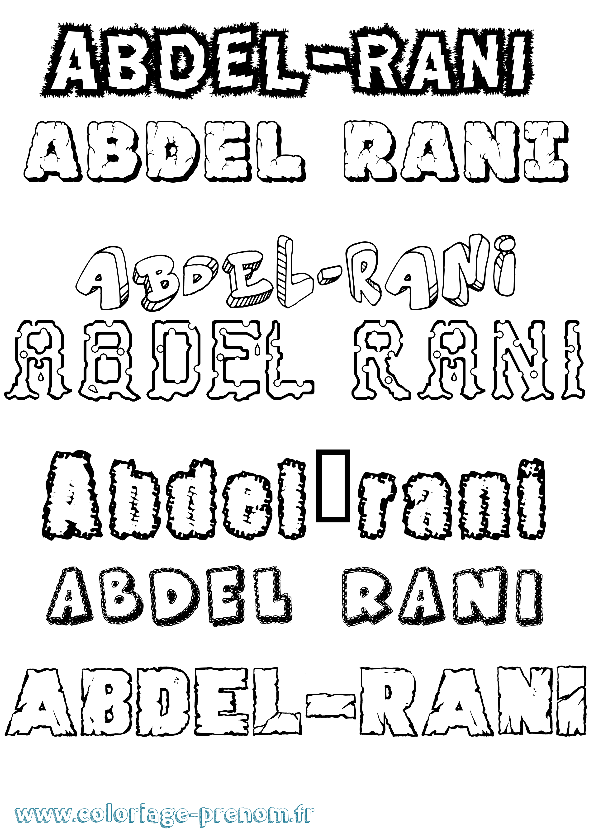 Coloriage Abdel-Rani Destructuré Coloriage prénom Abdel-Rani Destructuré
