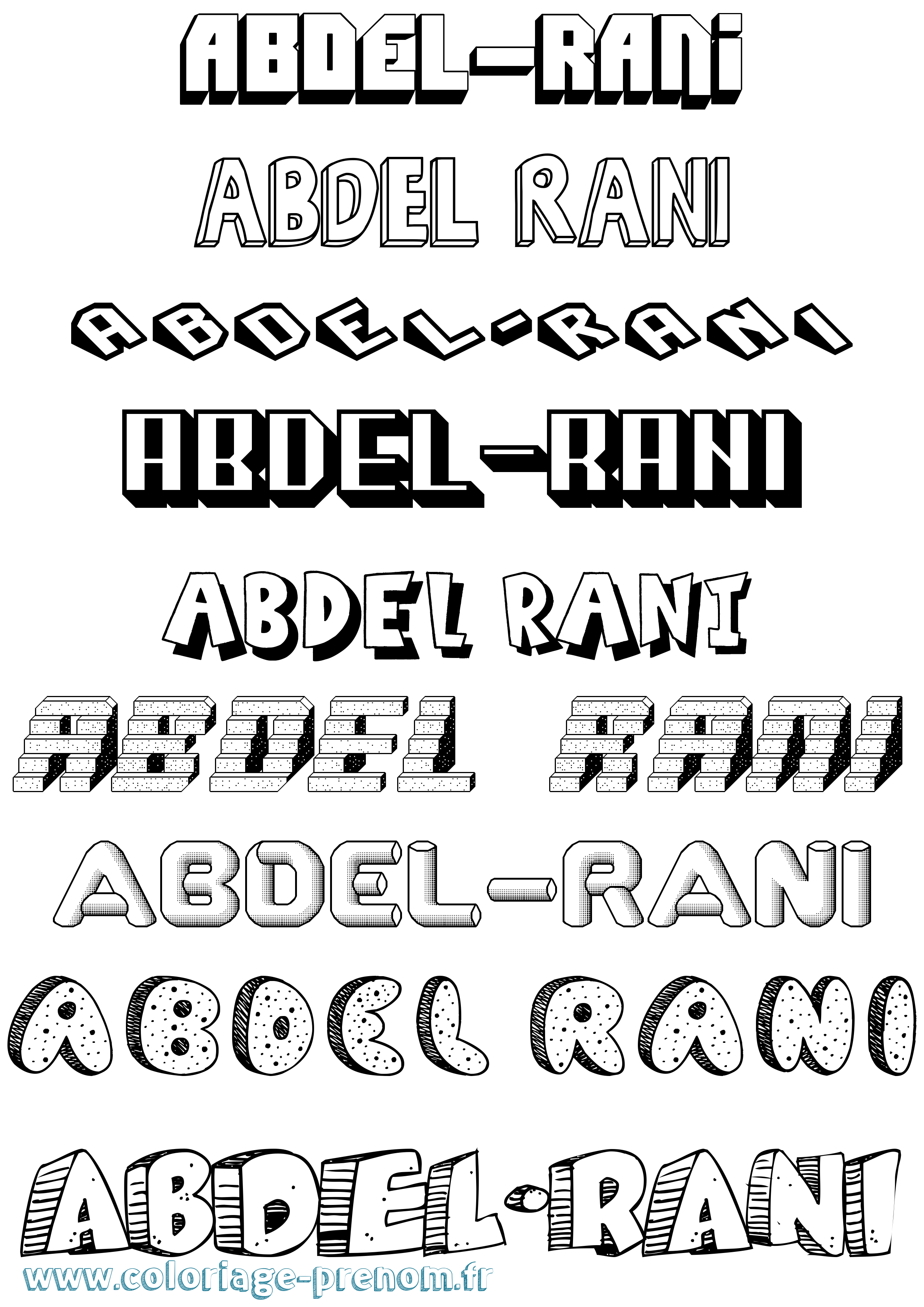 Coloriage Abdel-Rani Effet 3D Coloriage prénom Abdel-Rani Effet 3D