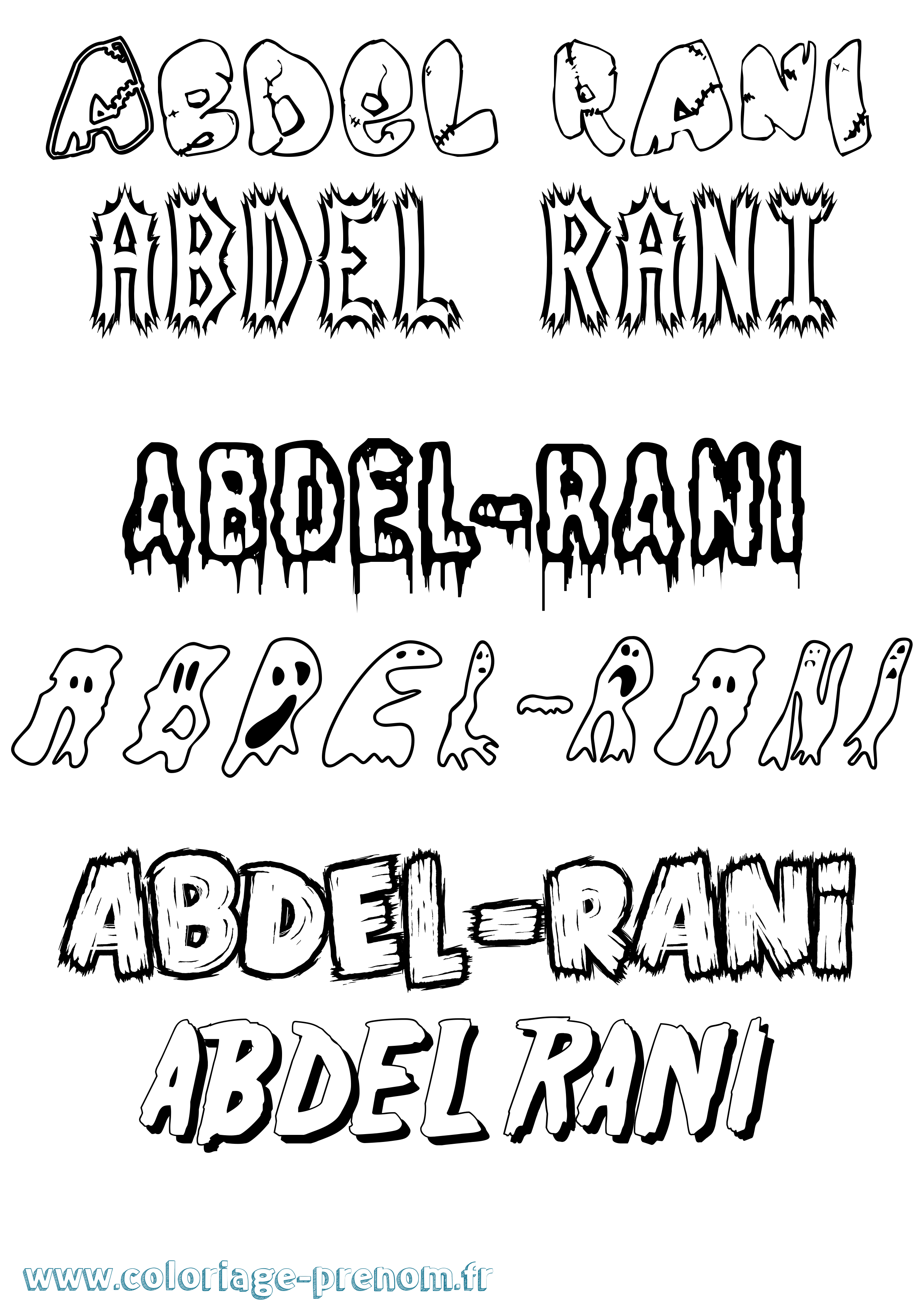 Coloriage Abdel-Rani Frisson Coloriage prénom Abdel-Rani Frisson