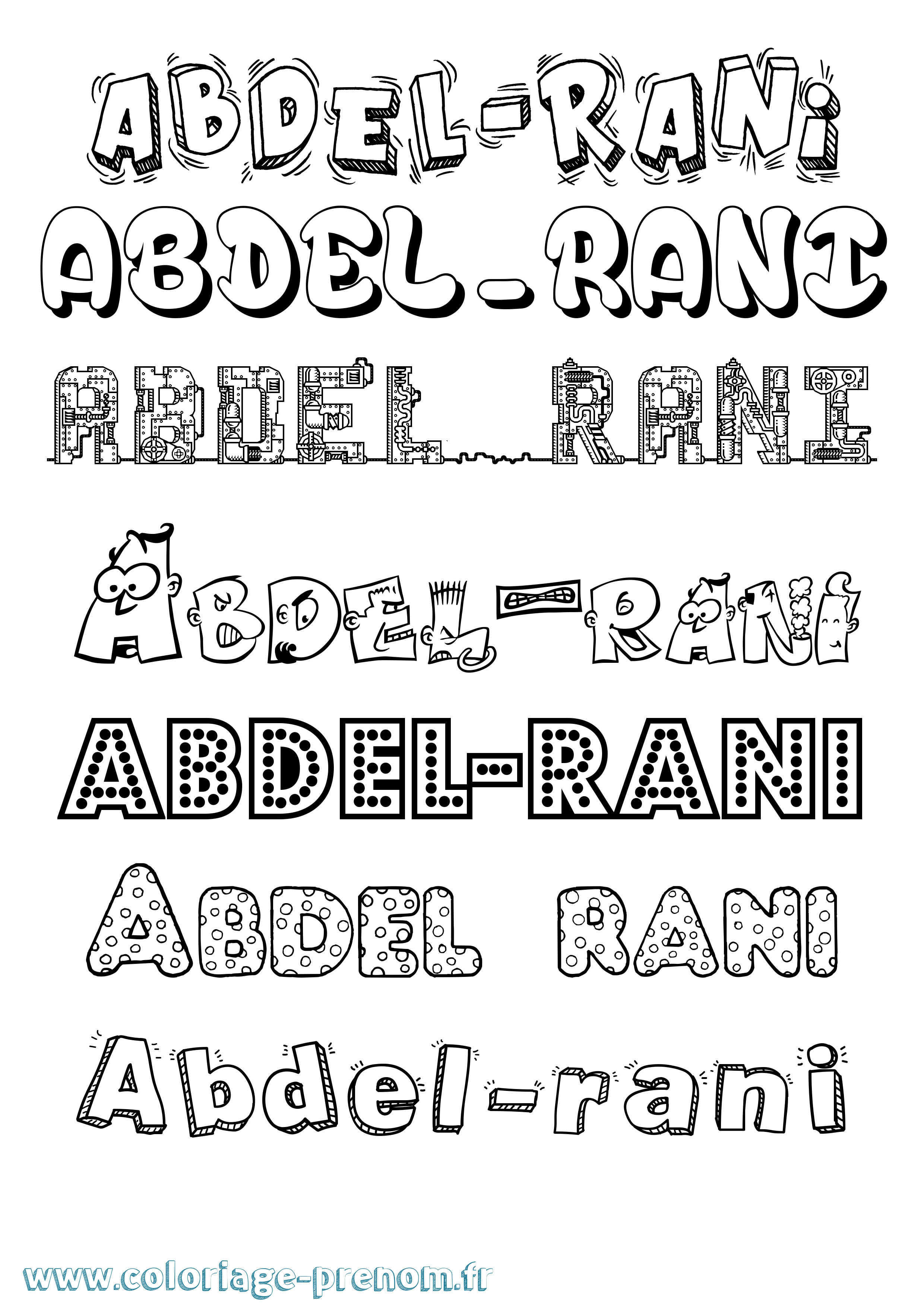 Coloriage Abdel-Rani Fun Coloriage prénom Abdel-Rani Fun