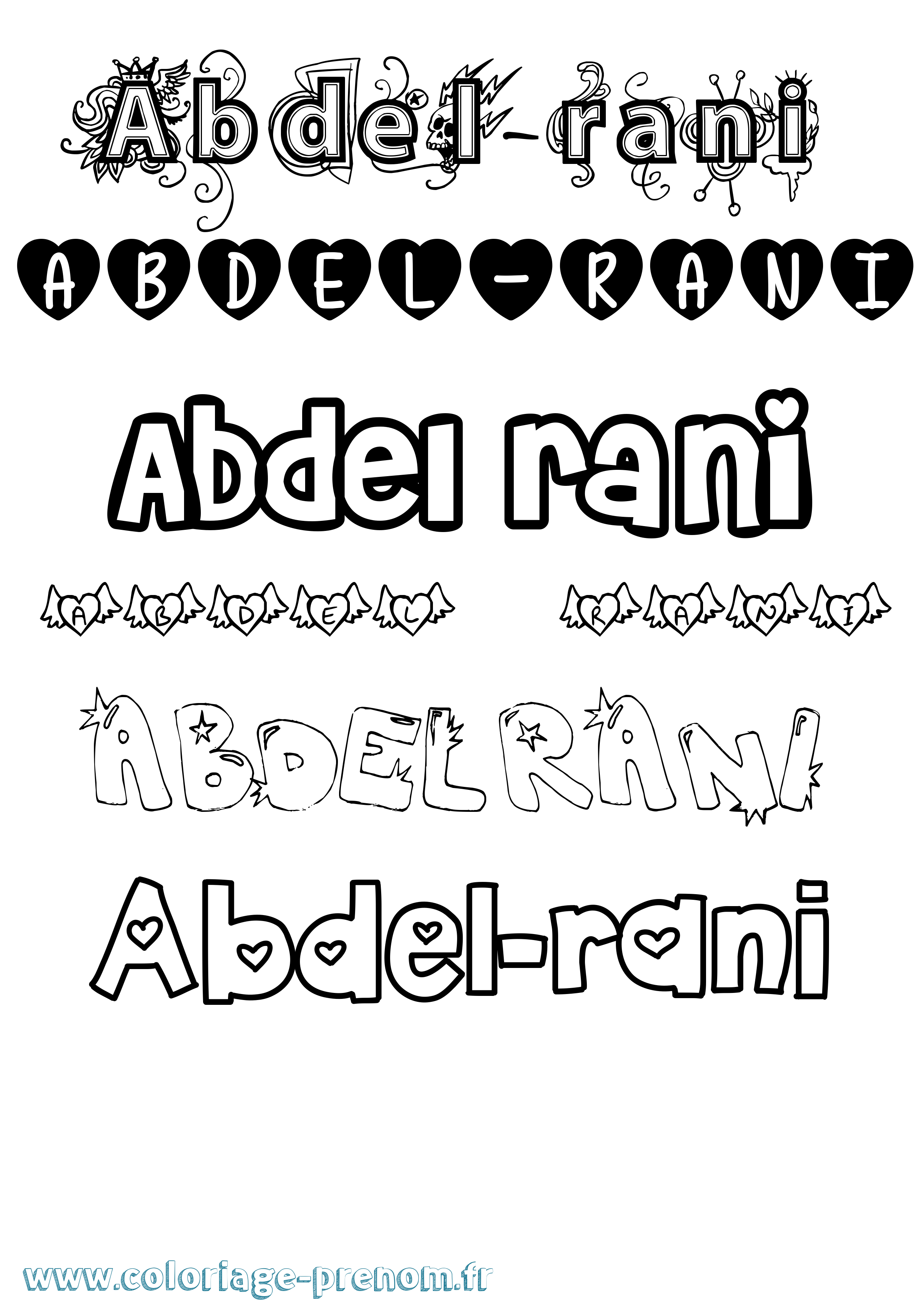 Coloriage Abdel-Rani Girly Coloriage prénom Abdel-Rani Girly