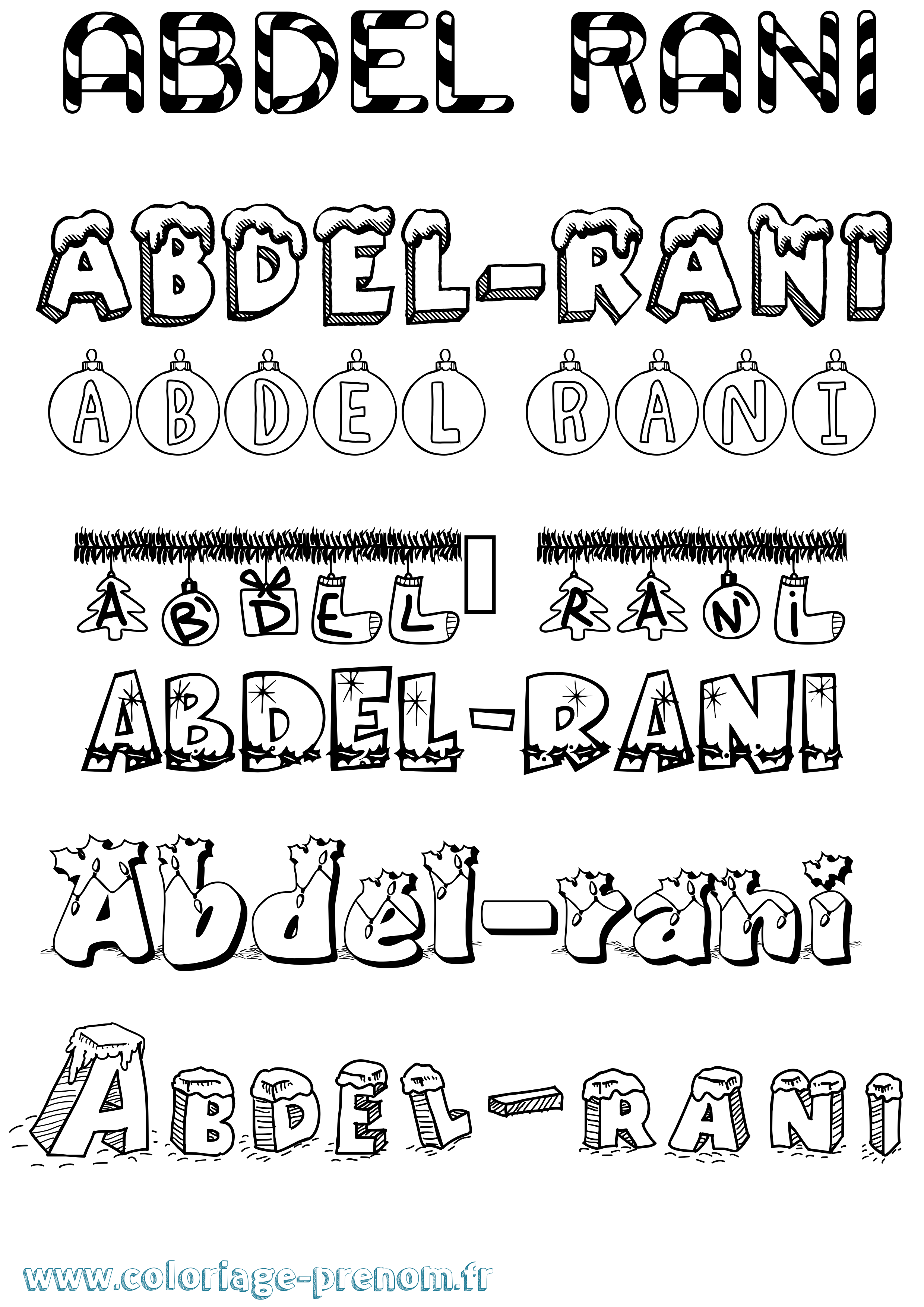 Coloriage Abdel-Rani Noël Coloriage prénom Abdel-Rani Noël