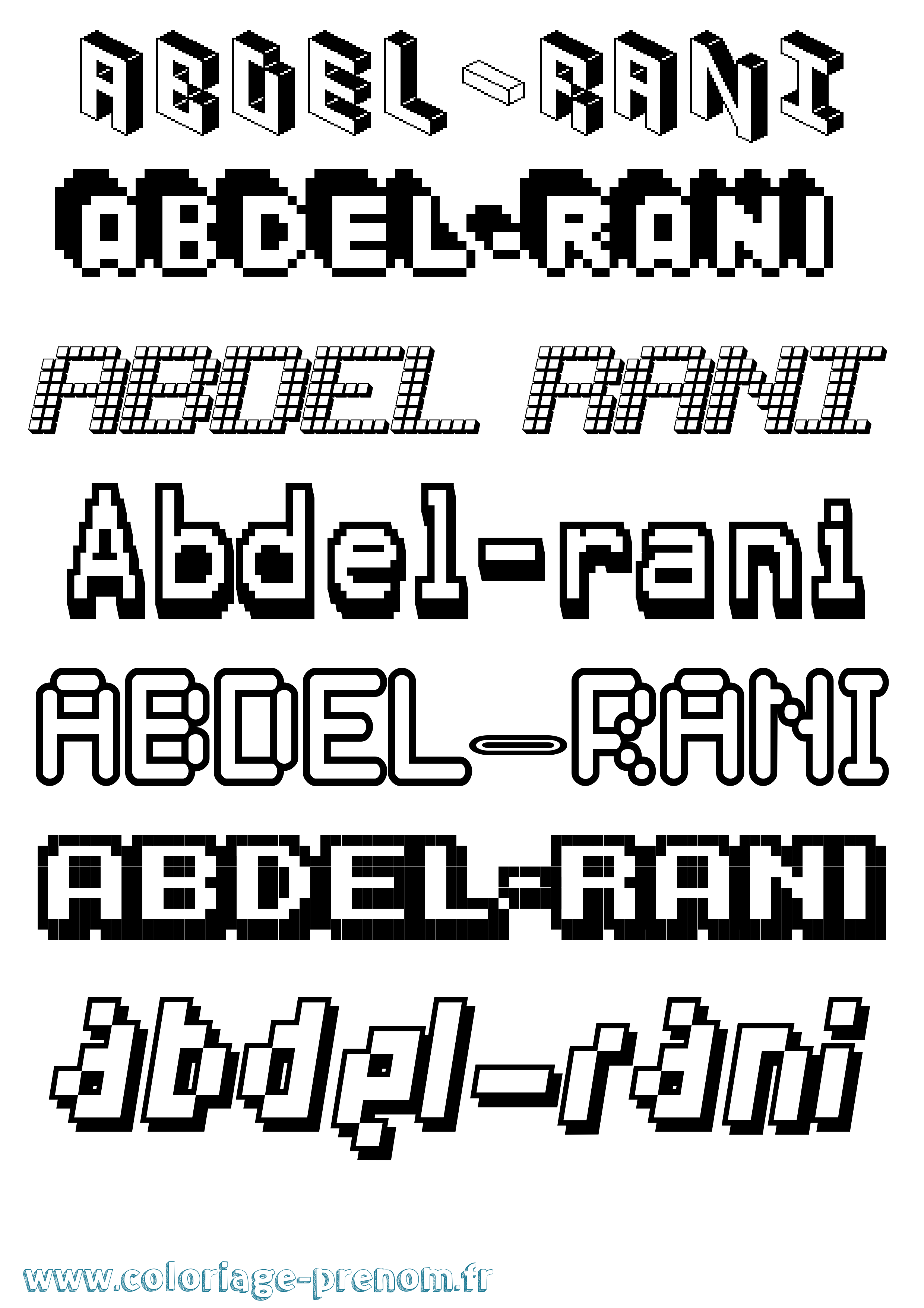 Coloriage Abdel-Rani Pixel Coloriage prénom Abdel-Rani Pixel
