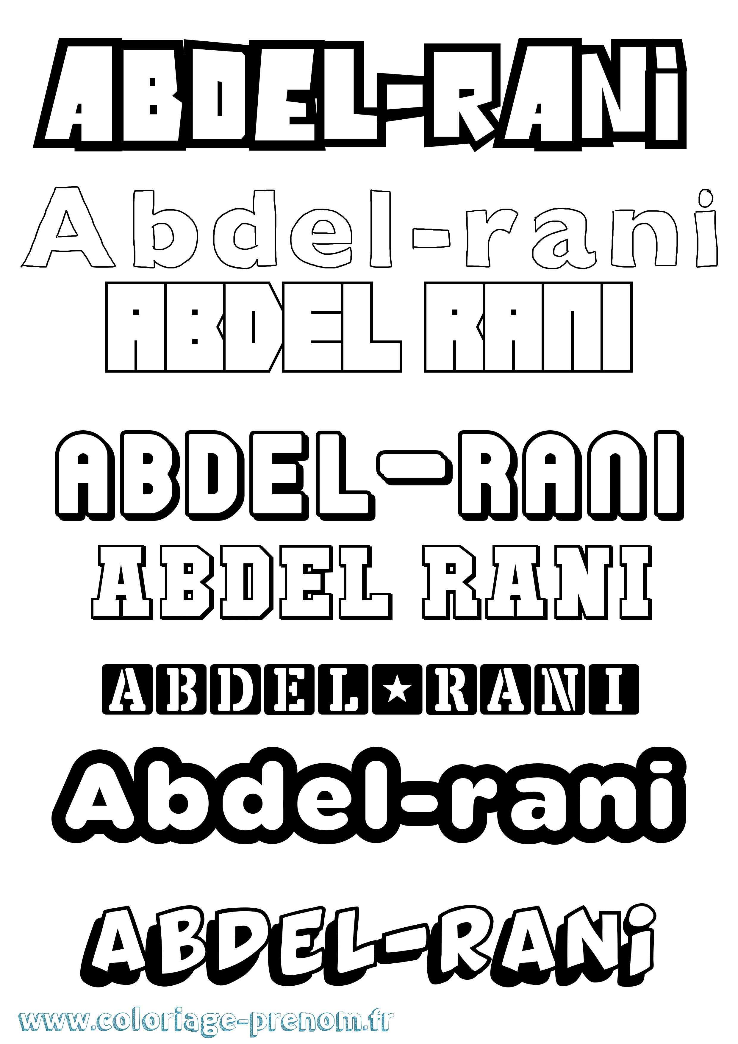 Coloriage Abdel-Rani Simple Coloriage prénom Abdel-Rani Simple
