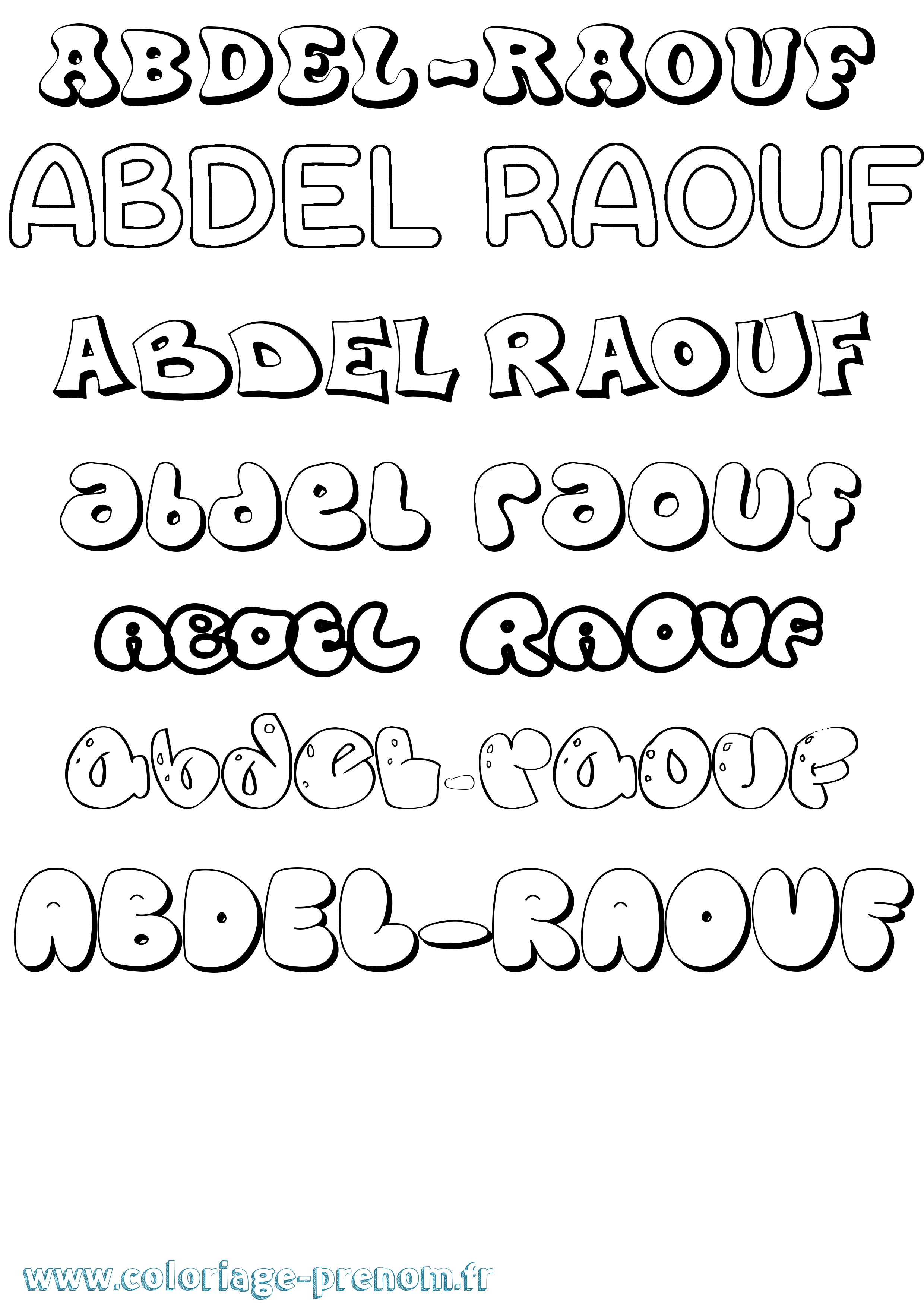 Coloriage prénom Abdel-Raouf Bubble