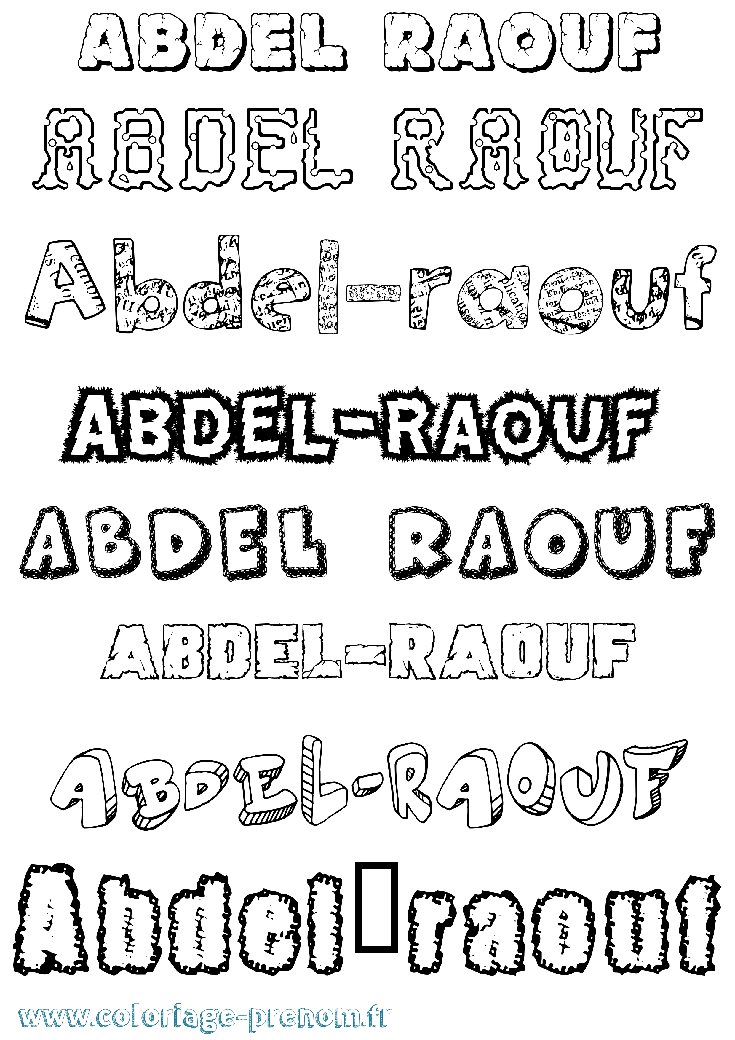 Coloriage prénom Abdel-Raouf Destructuré