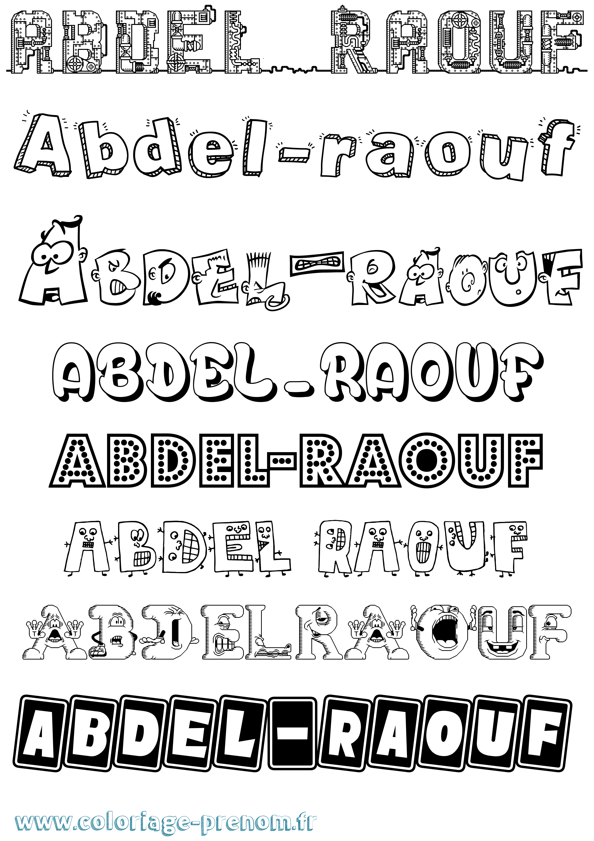 Coloriage prénom Abdel-Raouf Fun