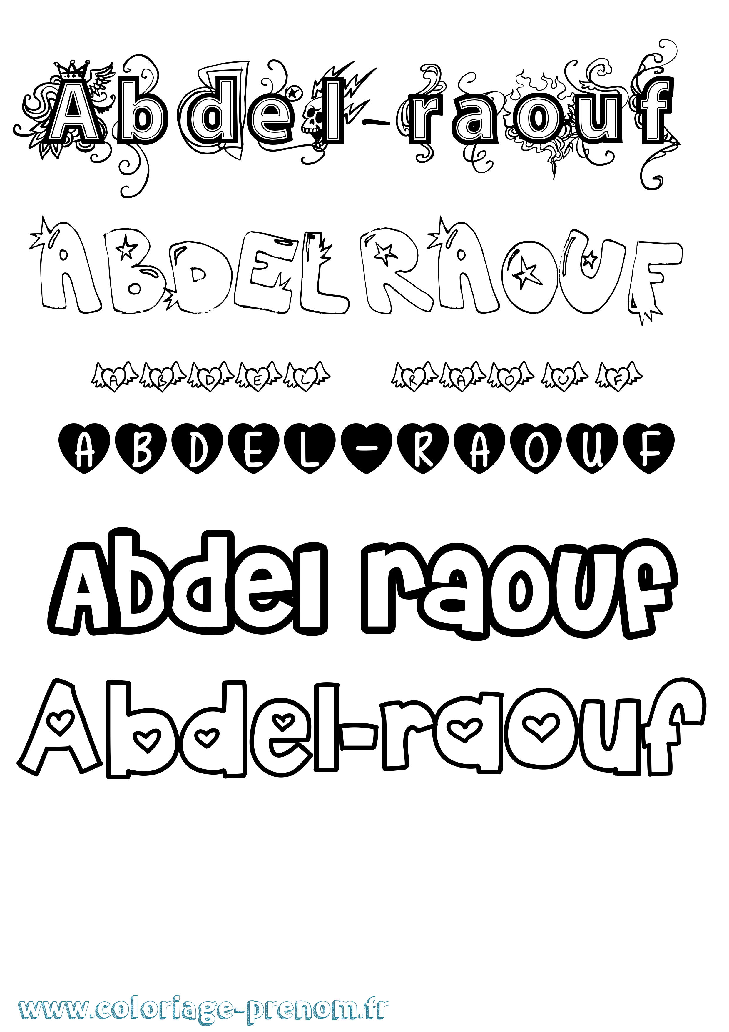 Coloriage prénom Abdel-Raouf Girly