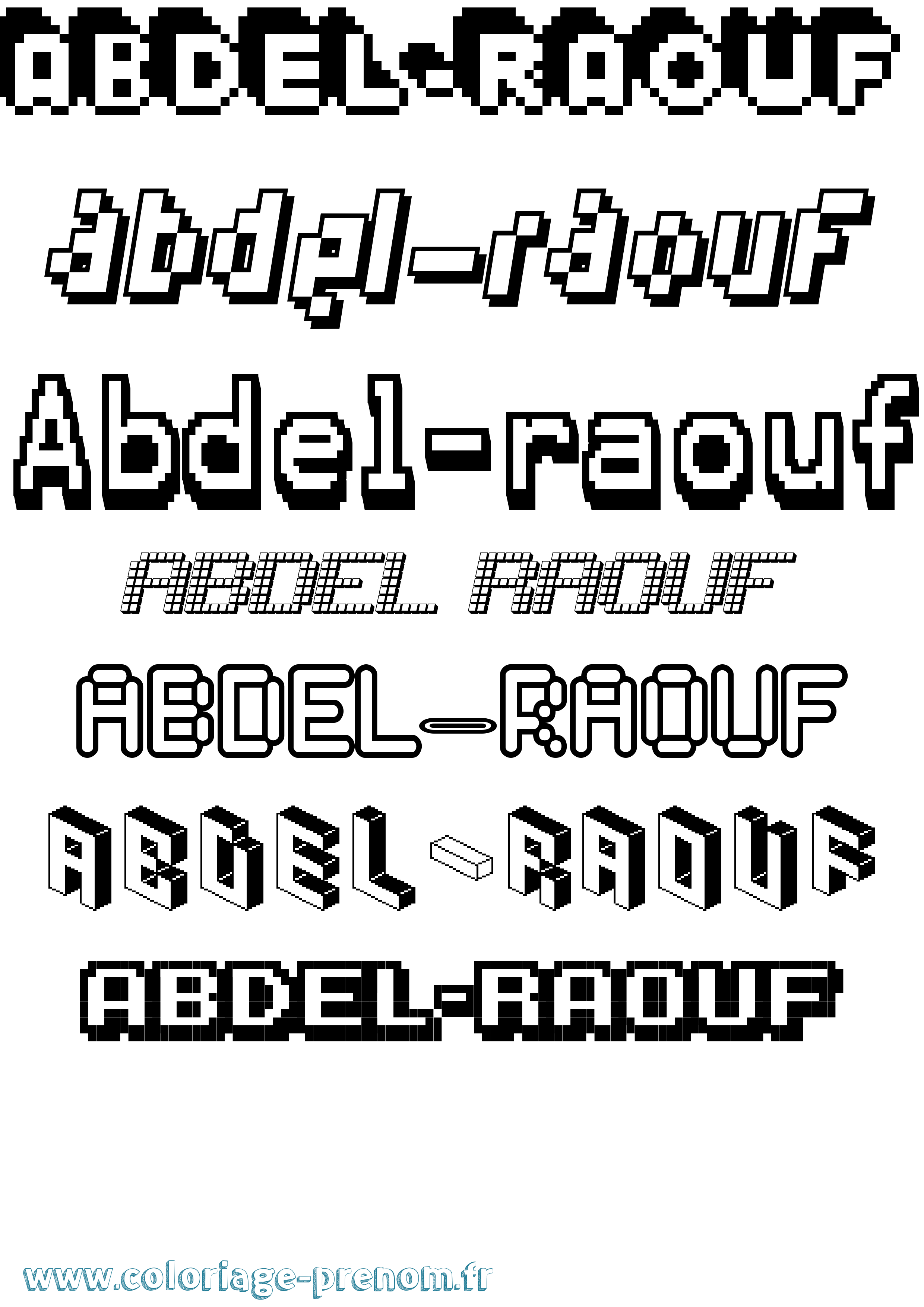 Coloriage prénom Abdel-Raouf Pixel