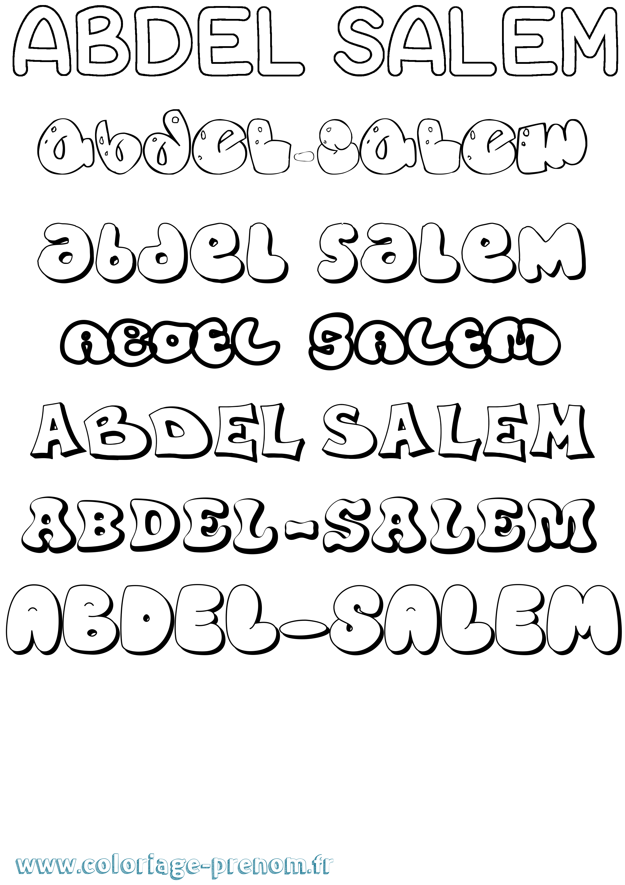 Coloriage Abdel-Salem Bubble Coloriage prénom Abdel-Salem Bubble