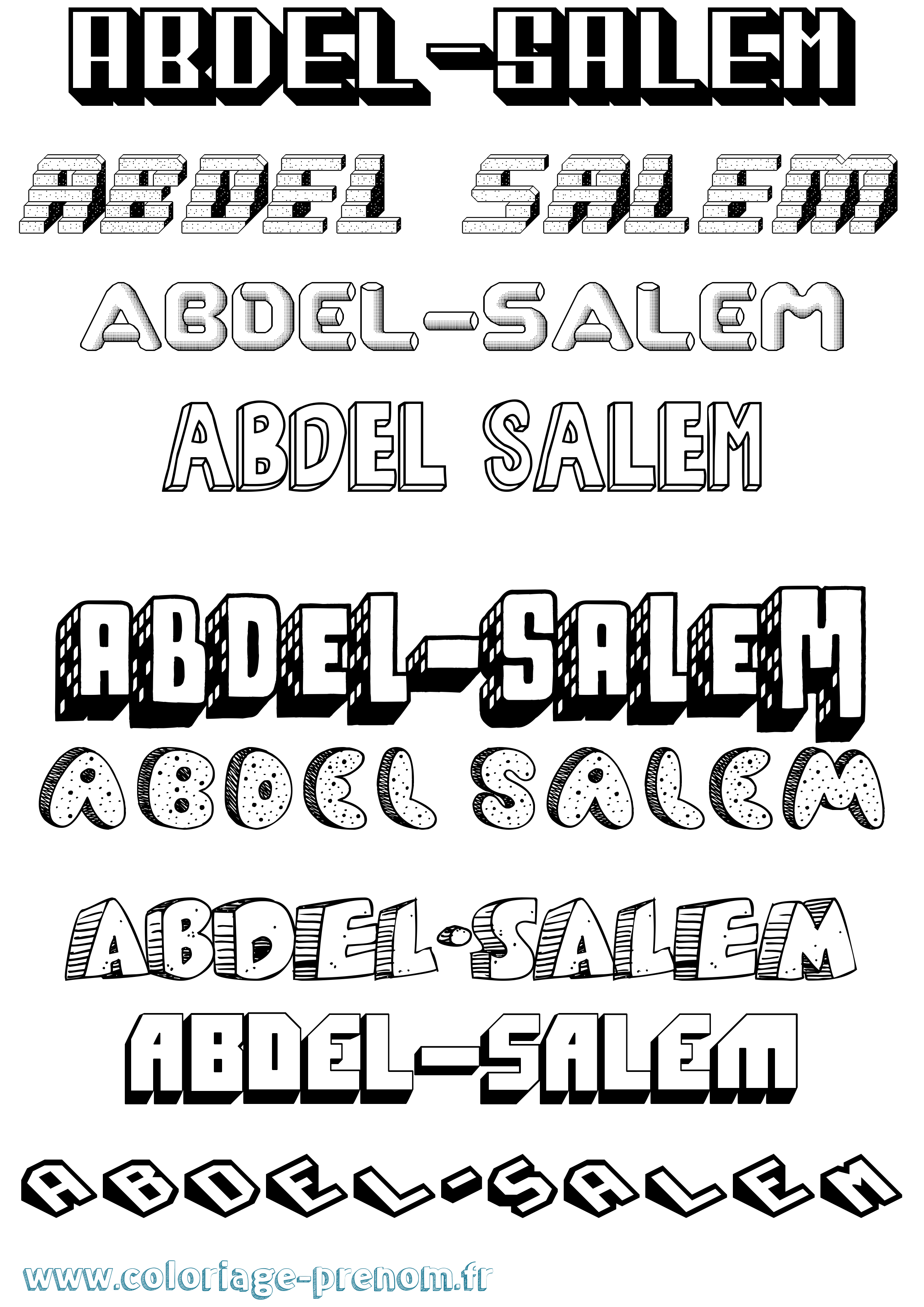 Coloriage Abdel-Salem Effet 3D Coloriage prénom Abdel-Salem Effet 3D