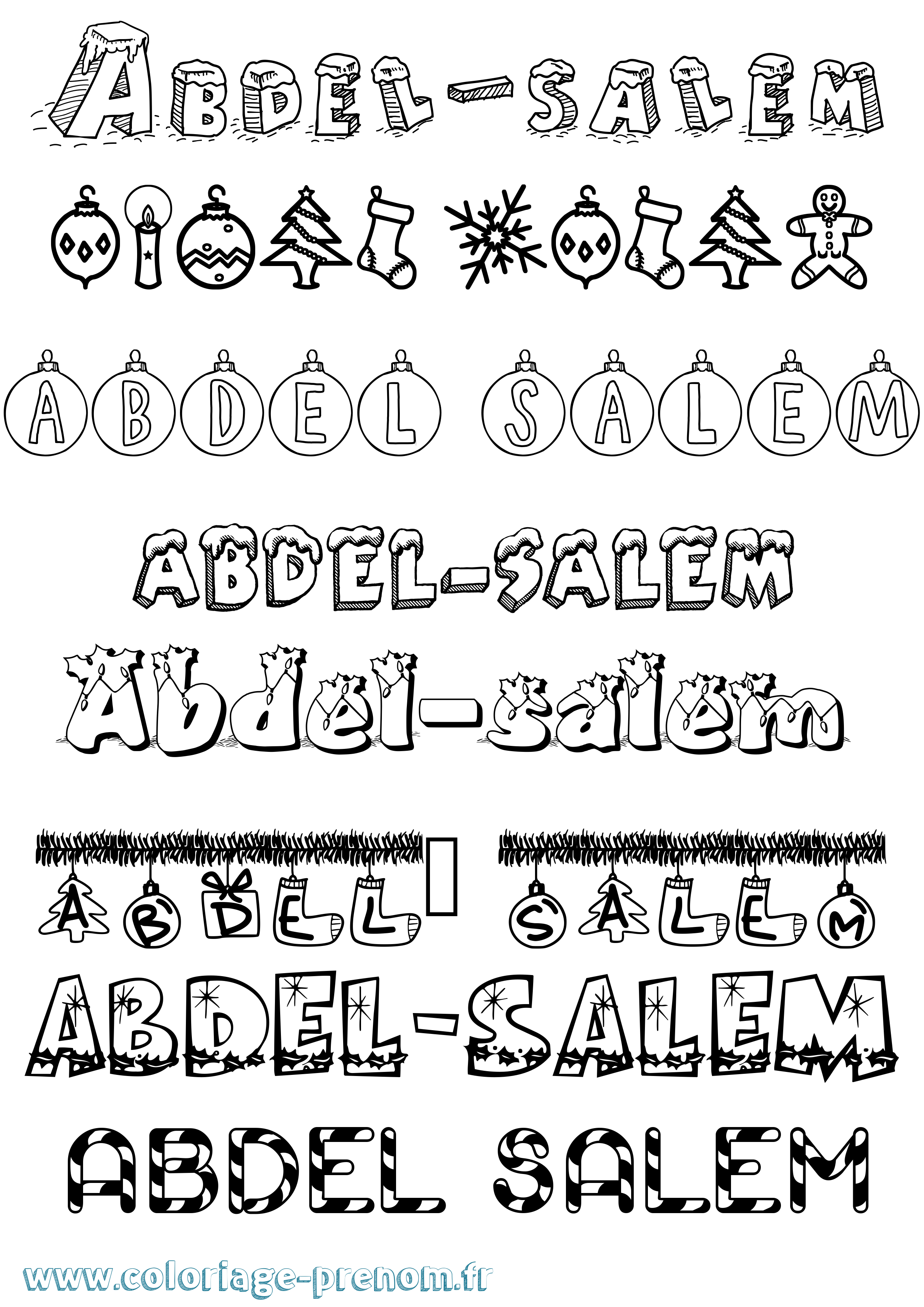 Coloriage Abdel-Salem Noël Coloriage prénom Abdel-Salem Noël