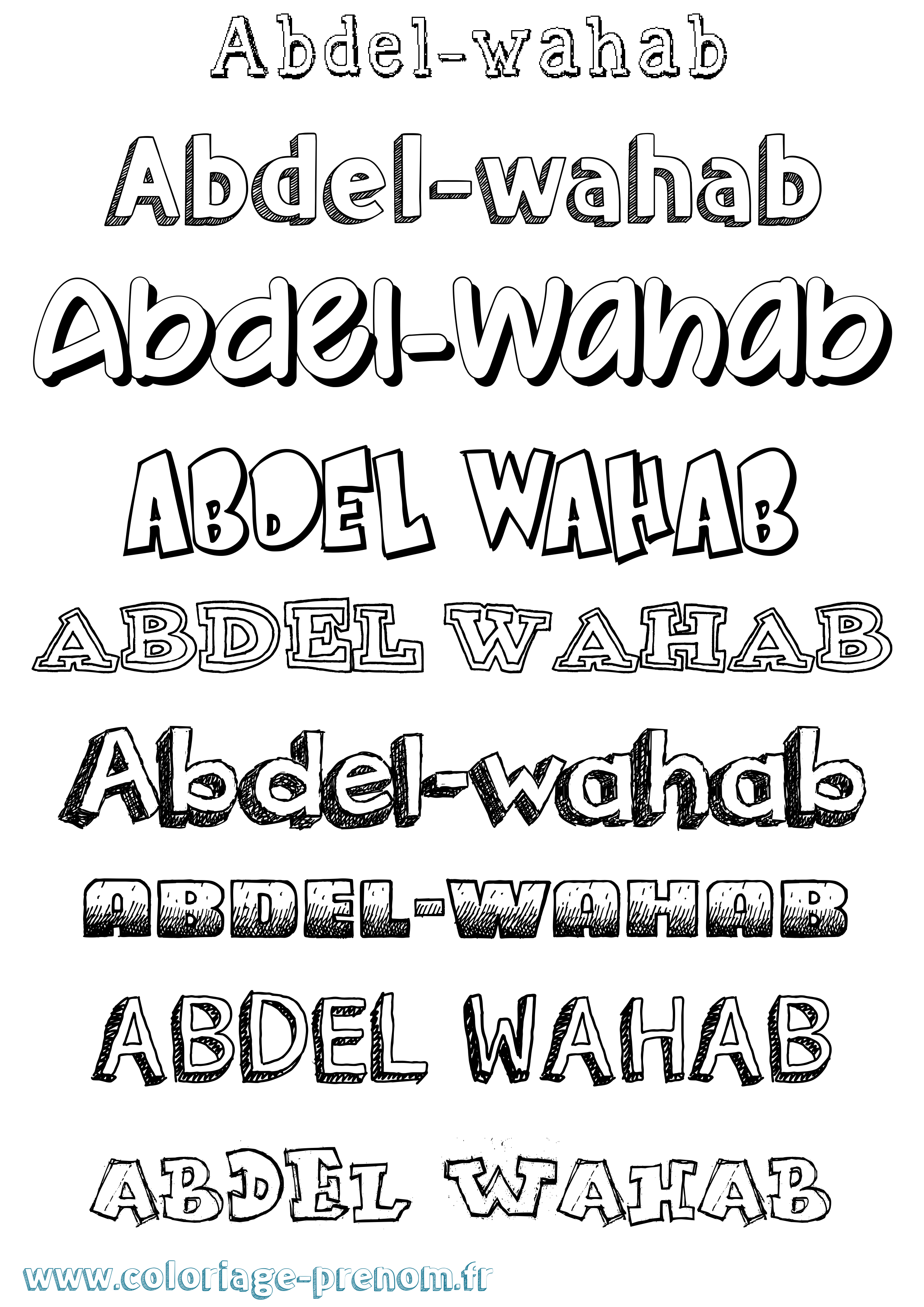 Coloriage prénom Abdel-Wahab Dessiné