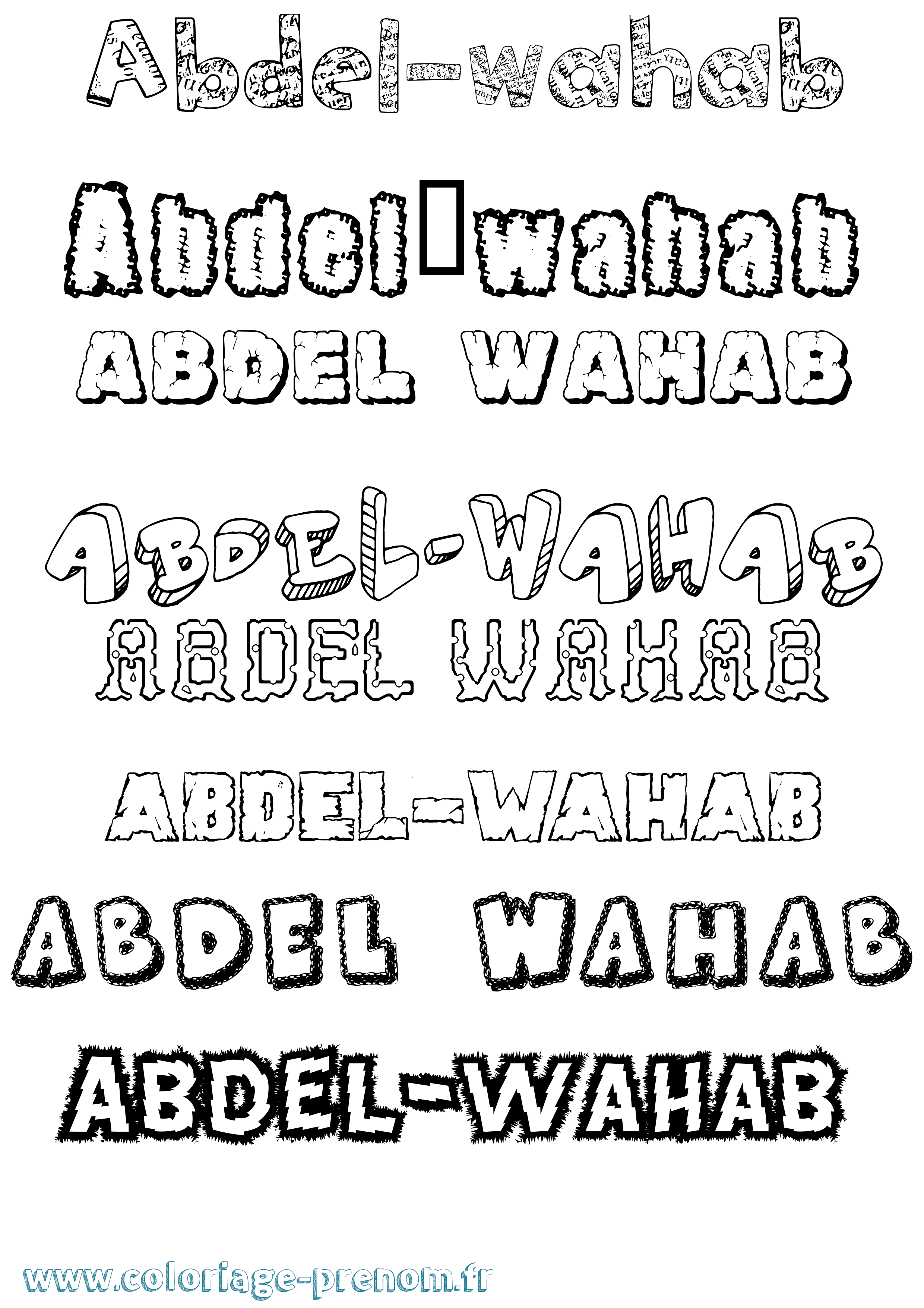 Coloriage prénom Abdel-Wahab Destructuré
