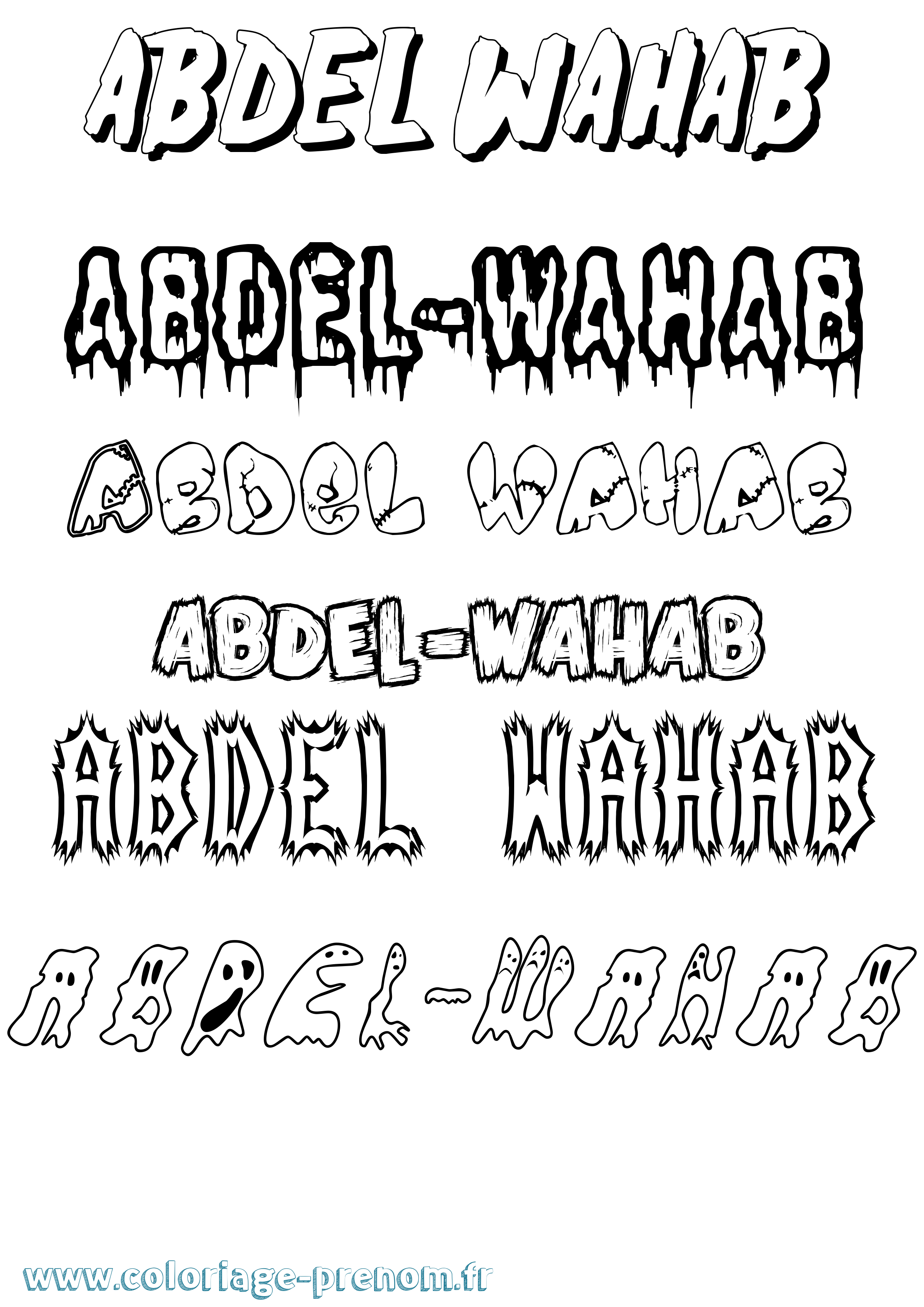 Coloriage prénom Abdel-Wahab Frisson