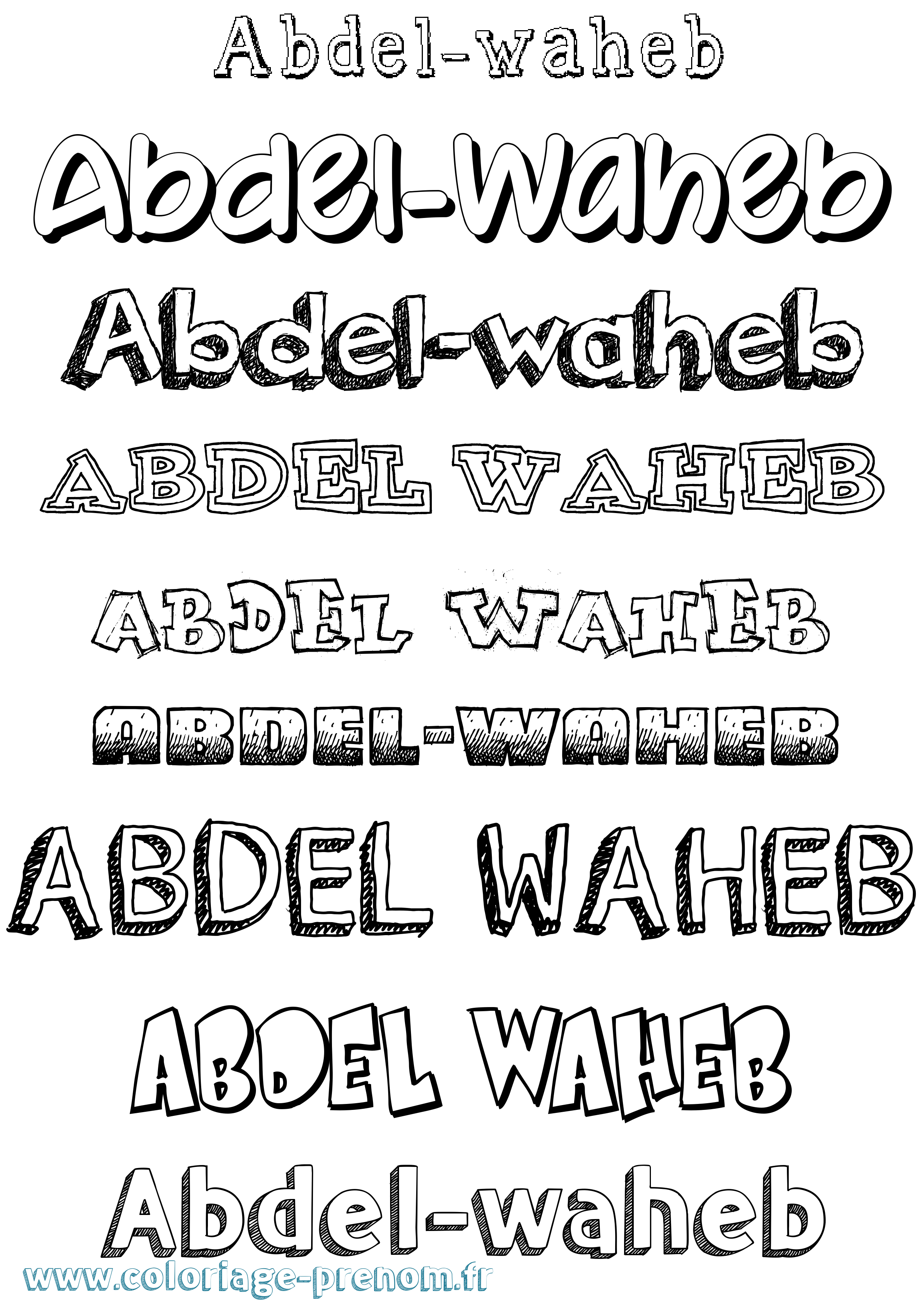 Coloriage prénom Abdel-Waheb Dessiné