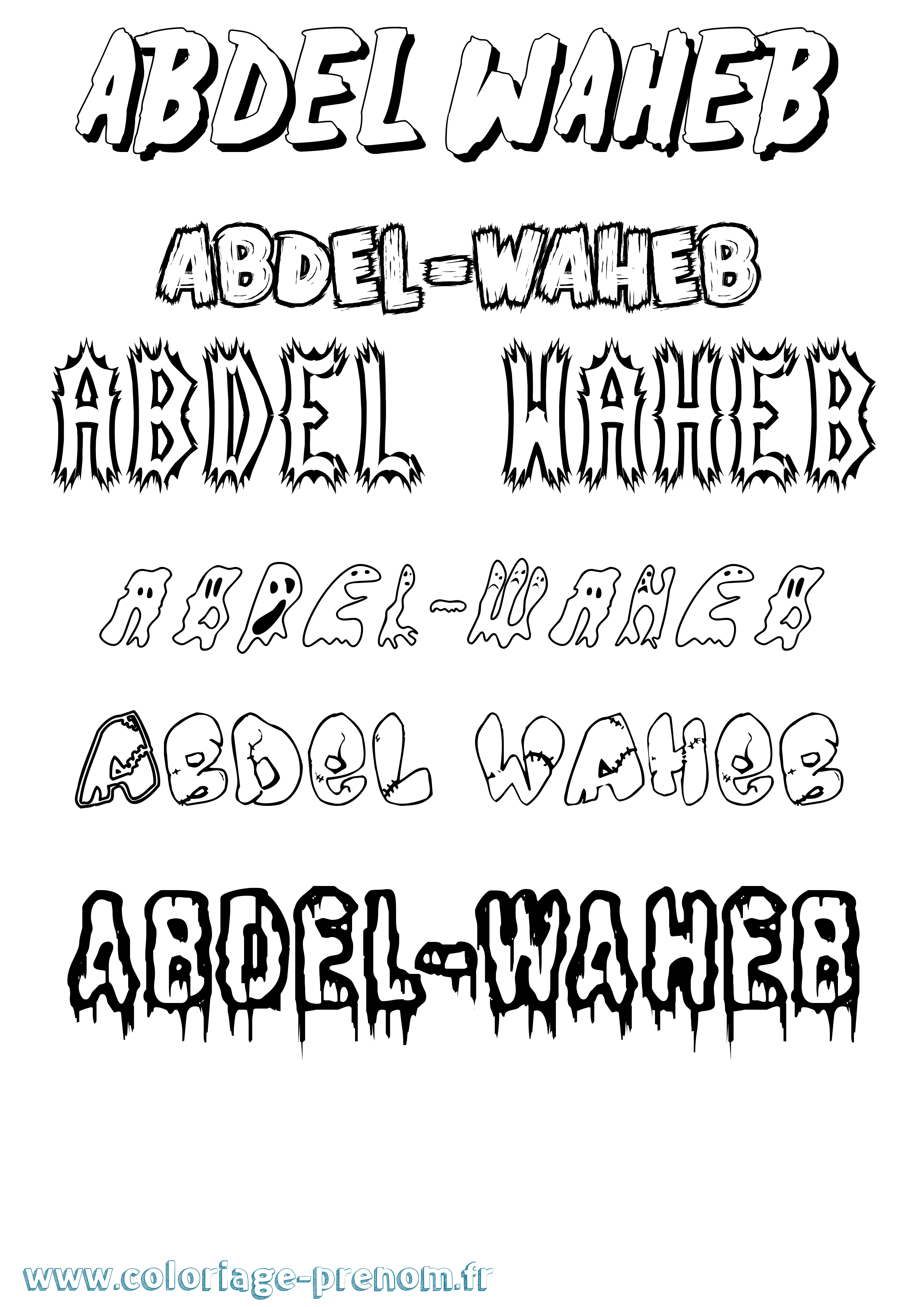 Coloriage prénom Abdel-Waheb Frisson