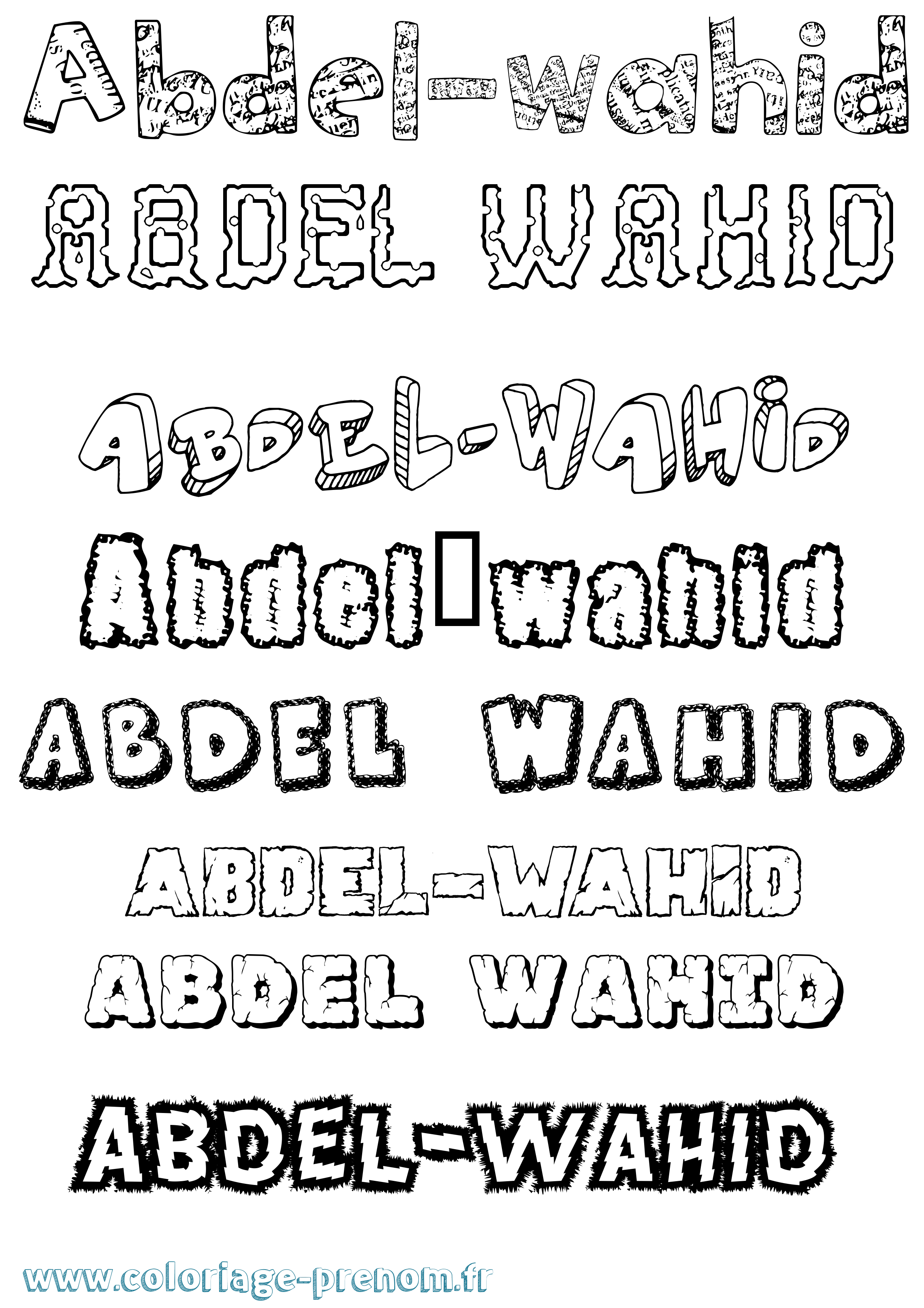 Coloriage prénom Abdel-Wahid Destructuré