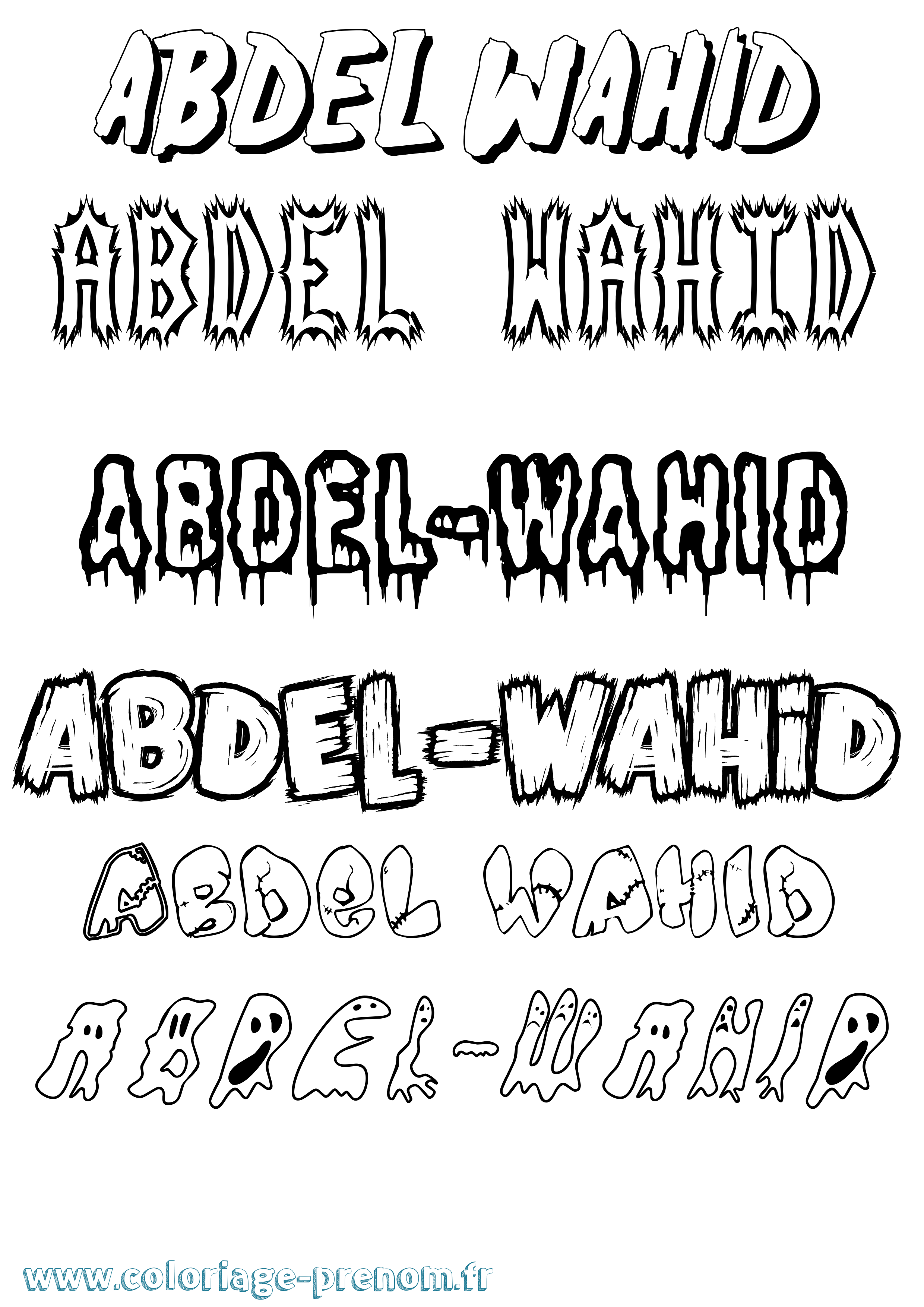Coloriage prénom Abdel-Wahid Frisson
