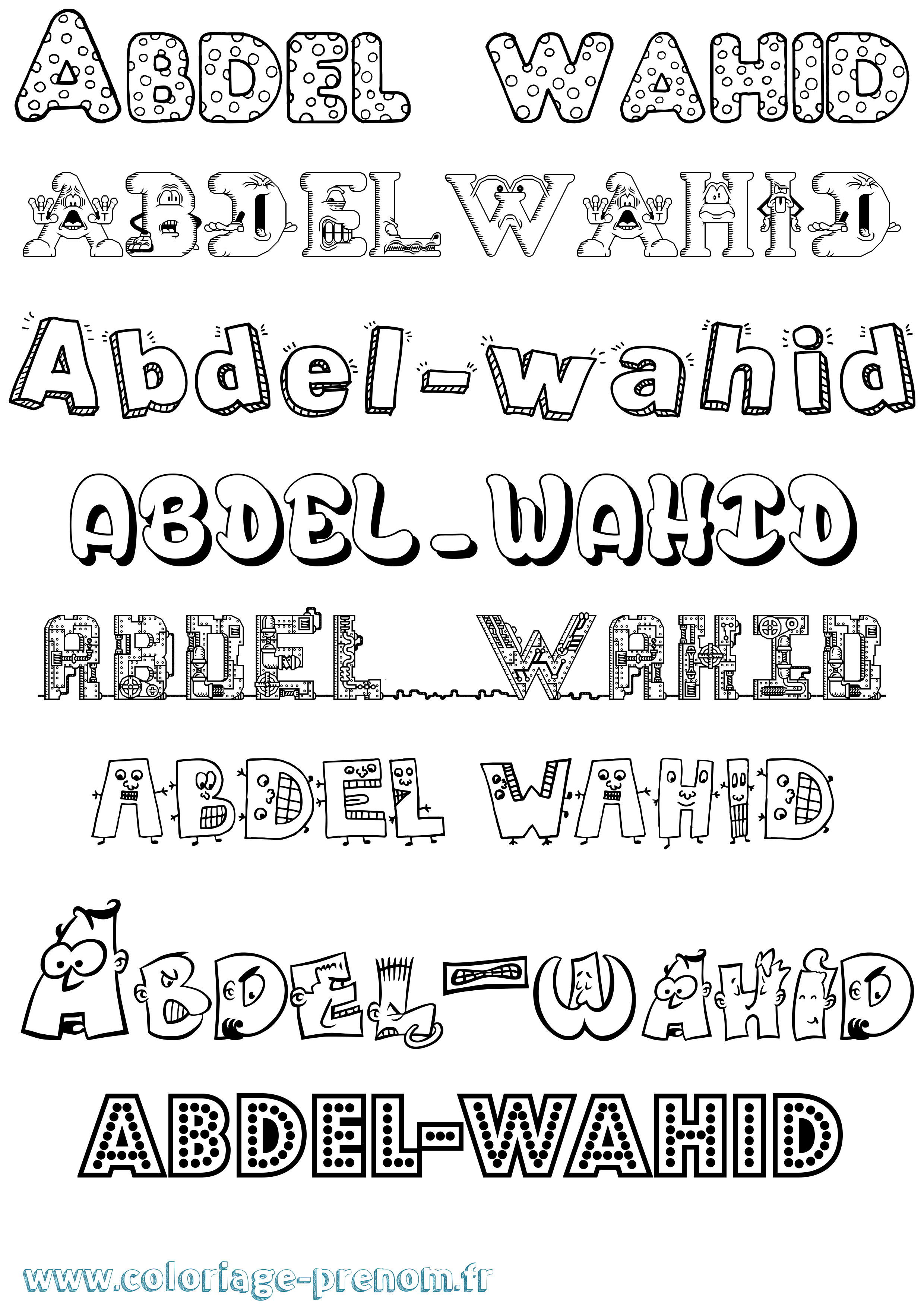 Coloriage prénom Abdel-Wahid Fun