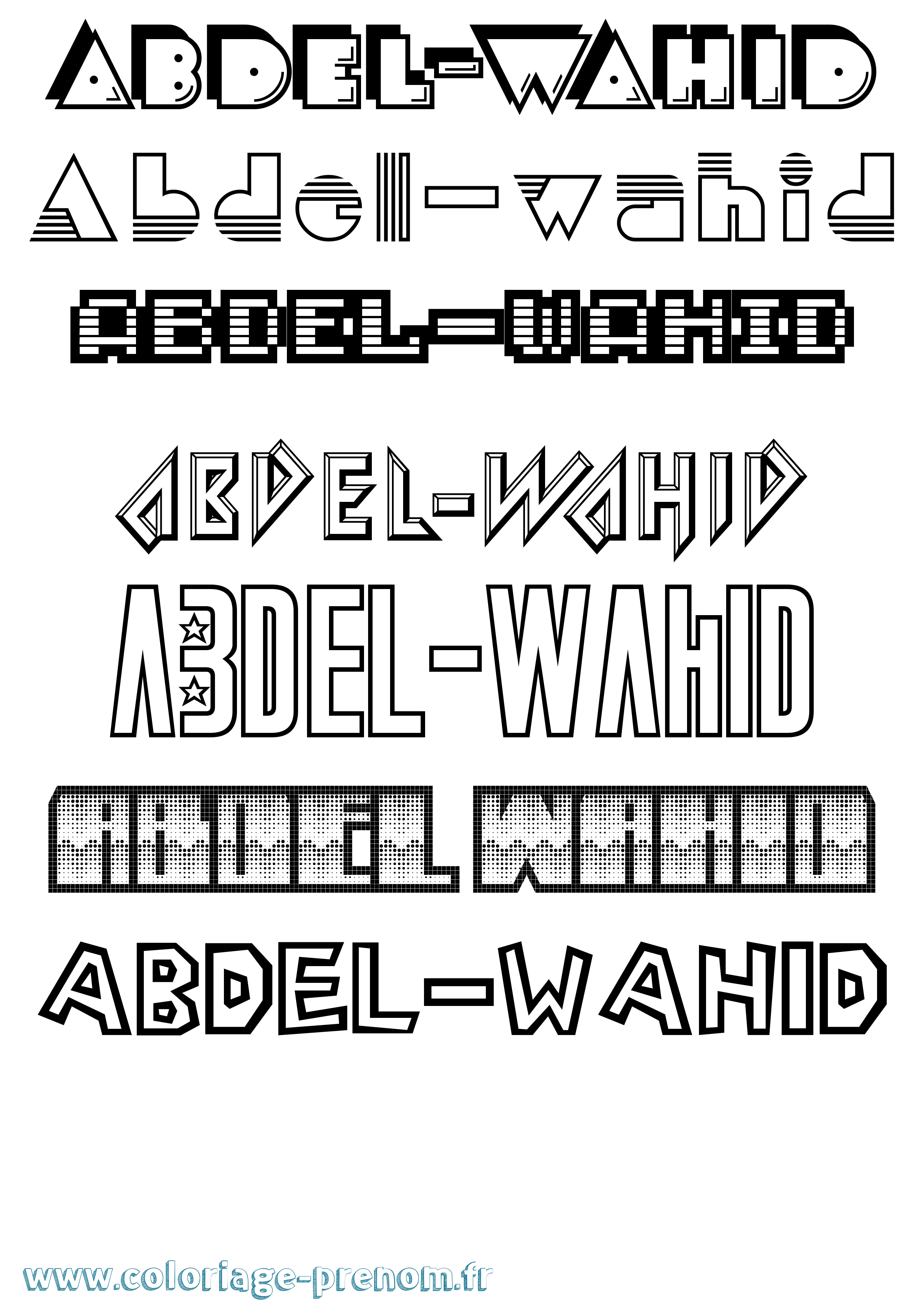 Coloriage prénom Abdel-Wahid Jeux Vidéos