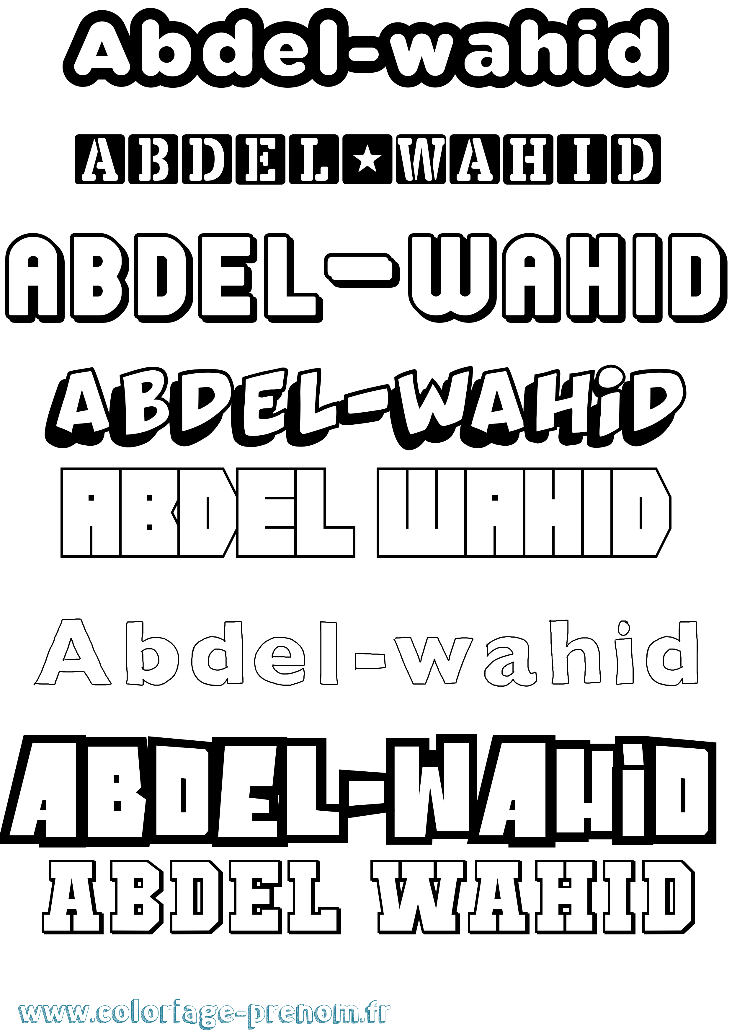 Coloriage prénom Abdel-Wahid Simple