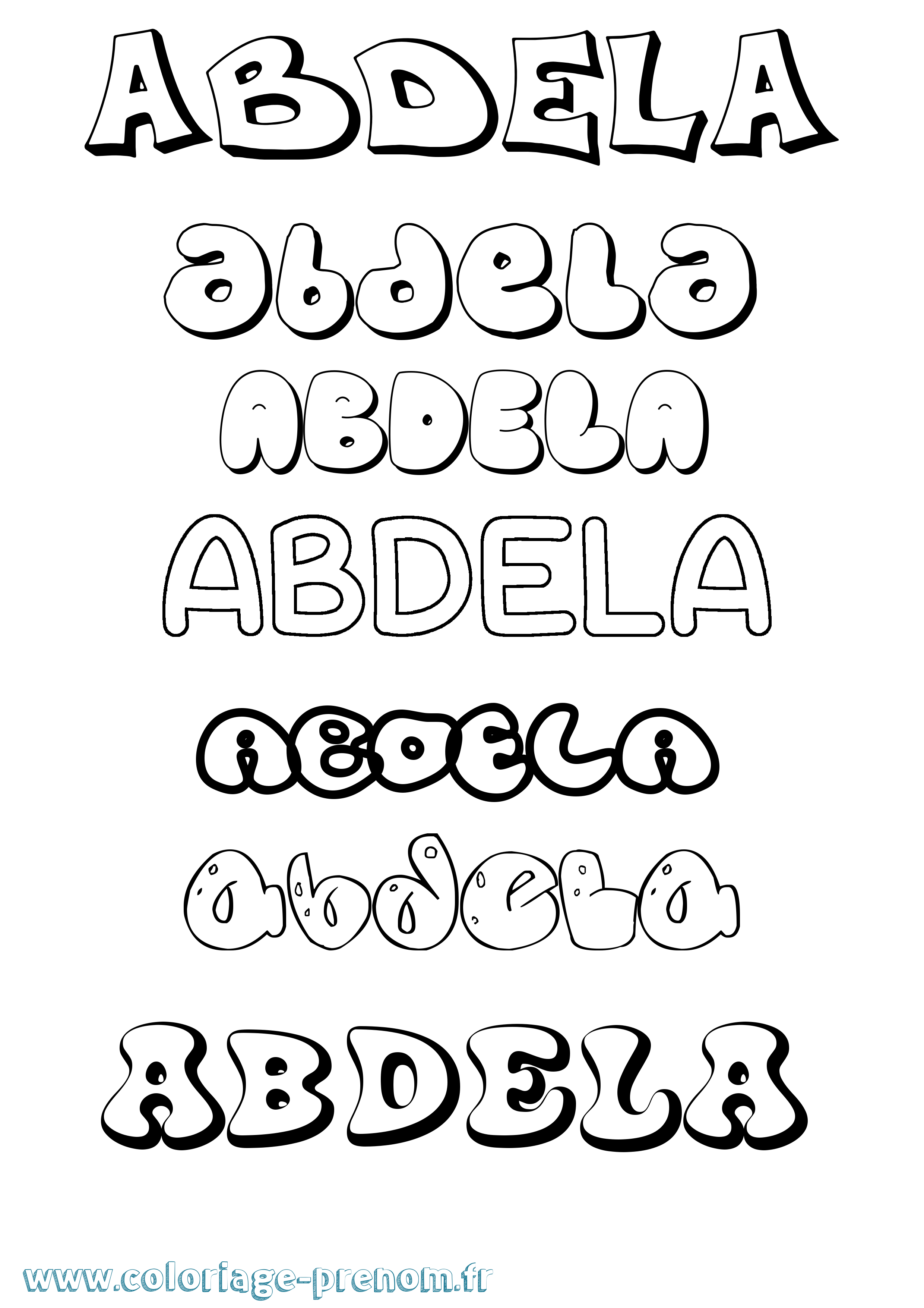 Coloriage Abdela Bubble Coloriage prénom Abdela Bubble