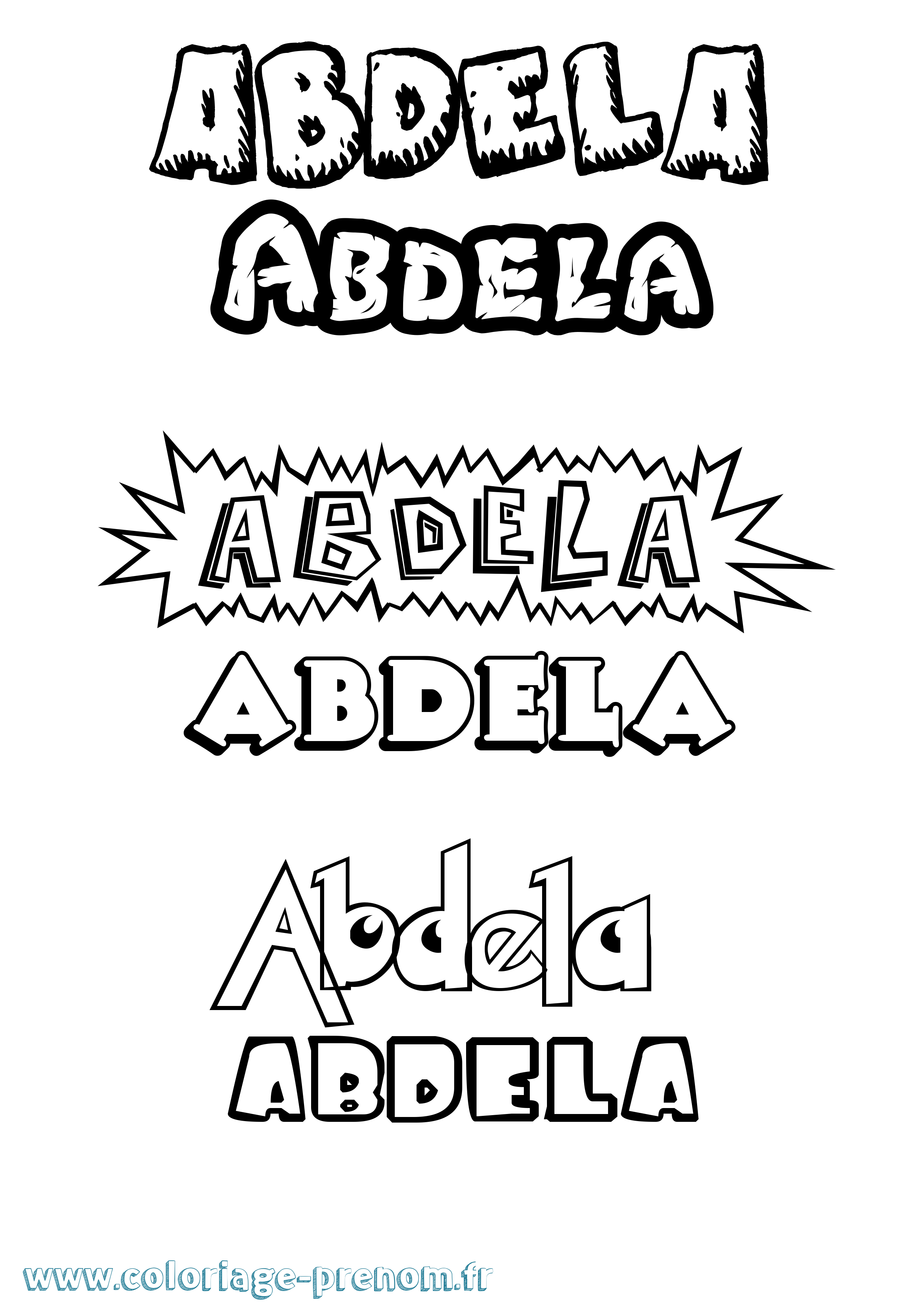 Coloriage Abdela Dessin Animé Coloriage prénom Abdela Dessin Animé