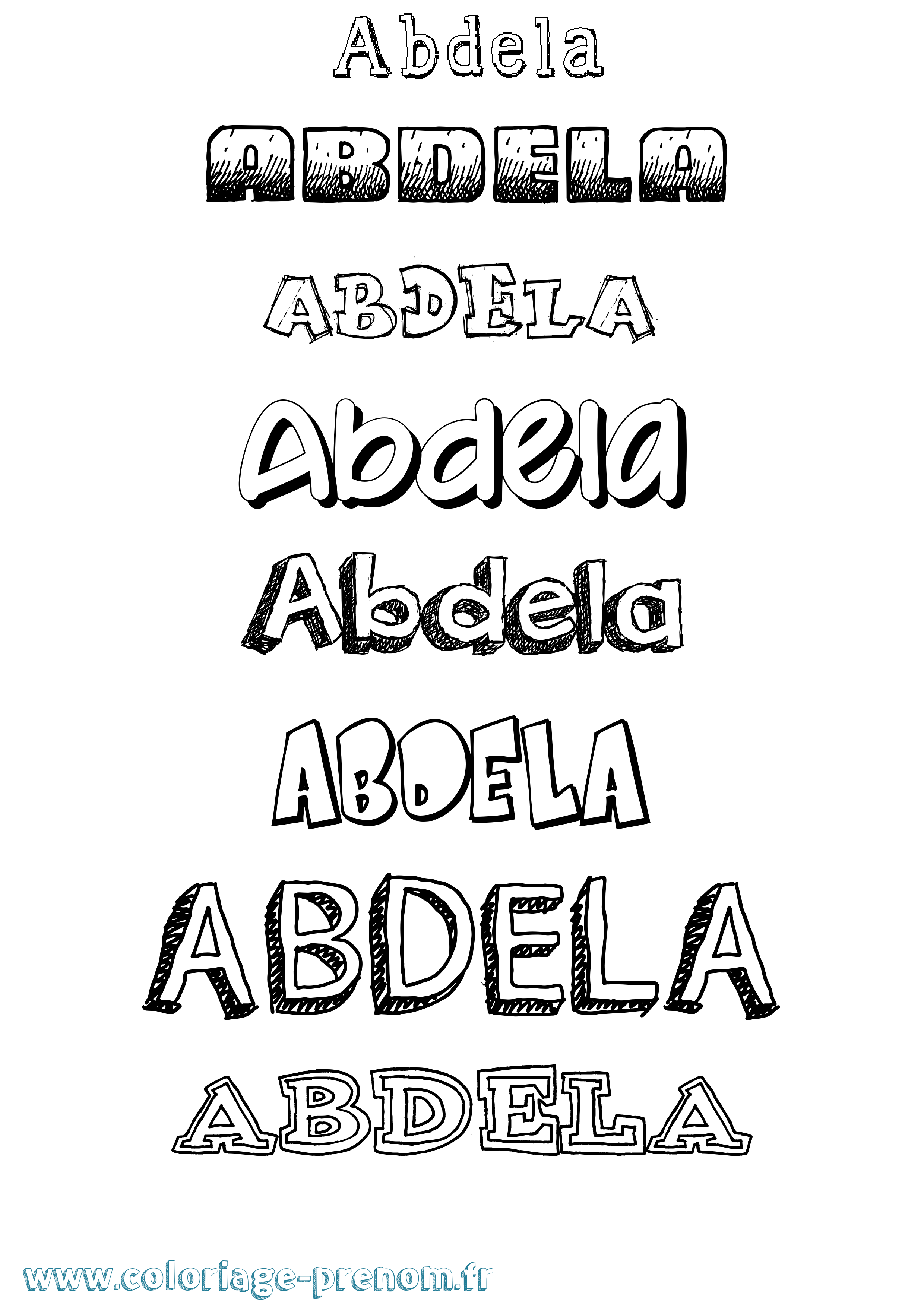 Coloriage Abdela Dessiné Coloriage prénom Abdela Dessiné
