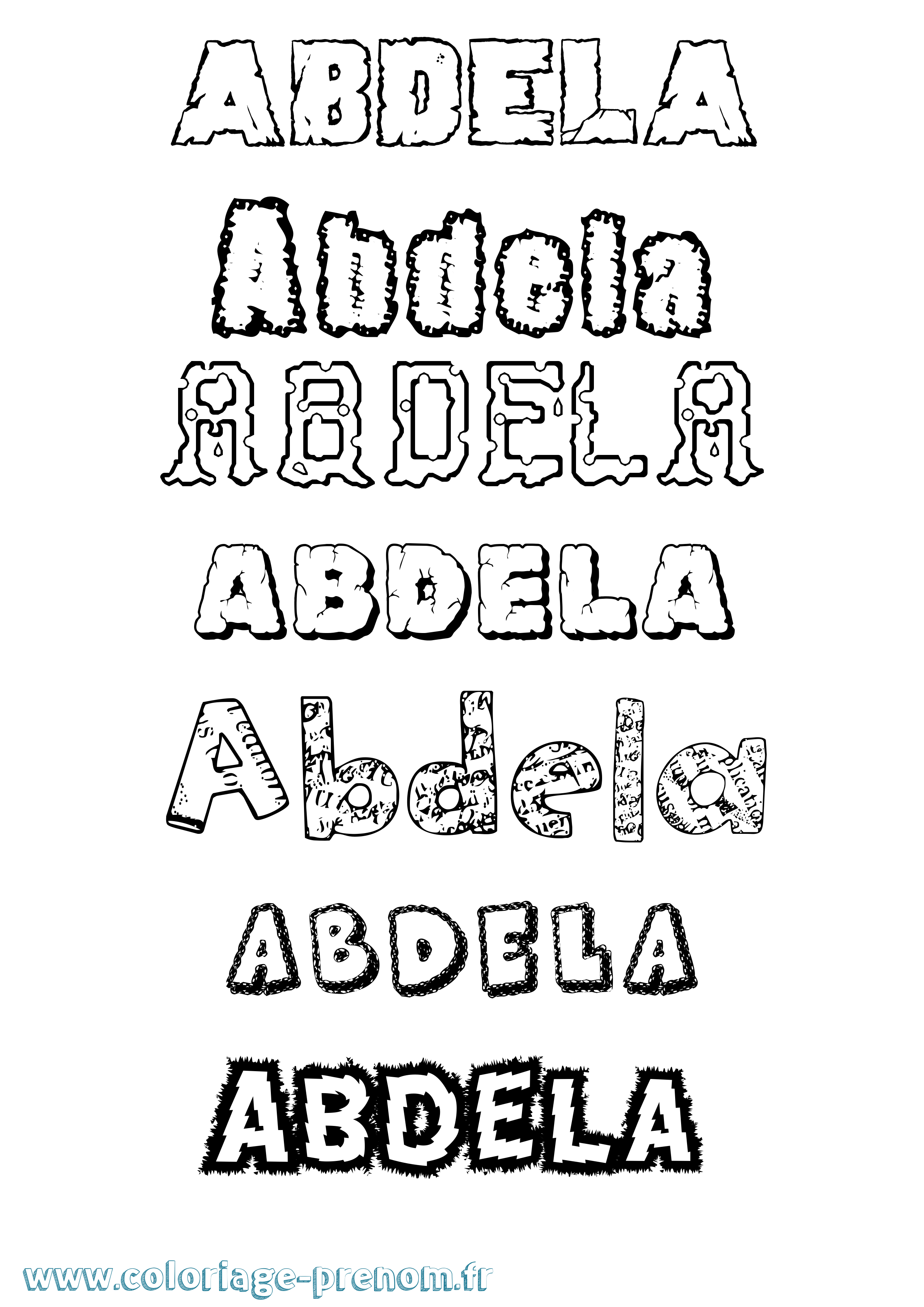 Coloriage Abdela Destructuré Coloriage prénom Abdela Destructuré