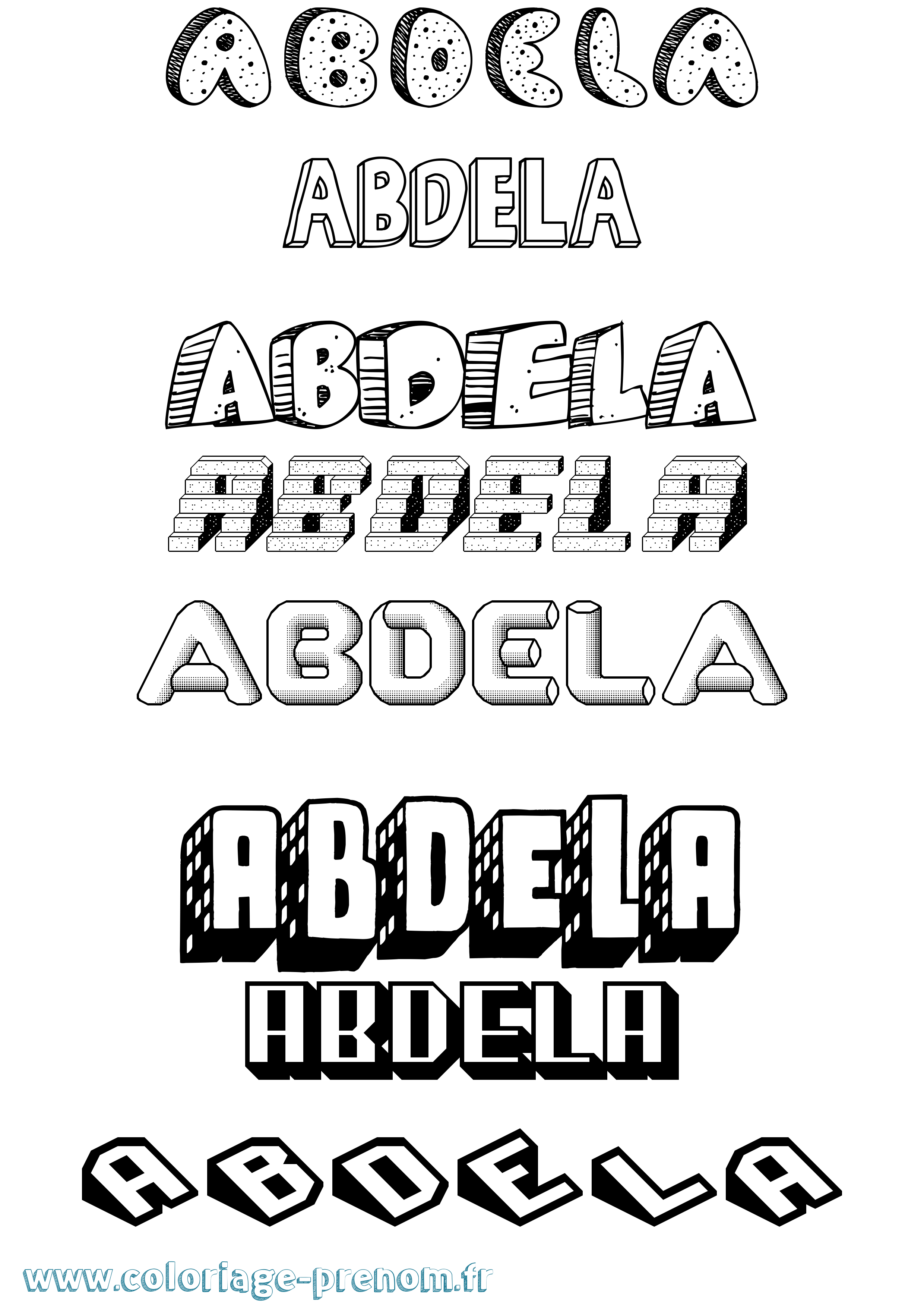 Coloriage Abdela Effet 3D Coloriage prénom Abdela Effet 3D