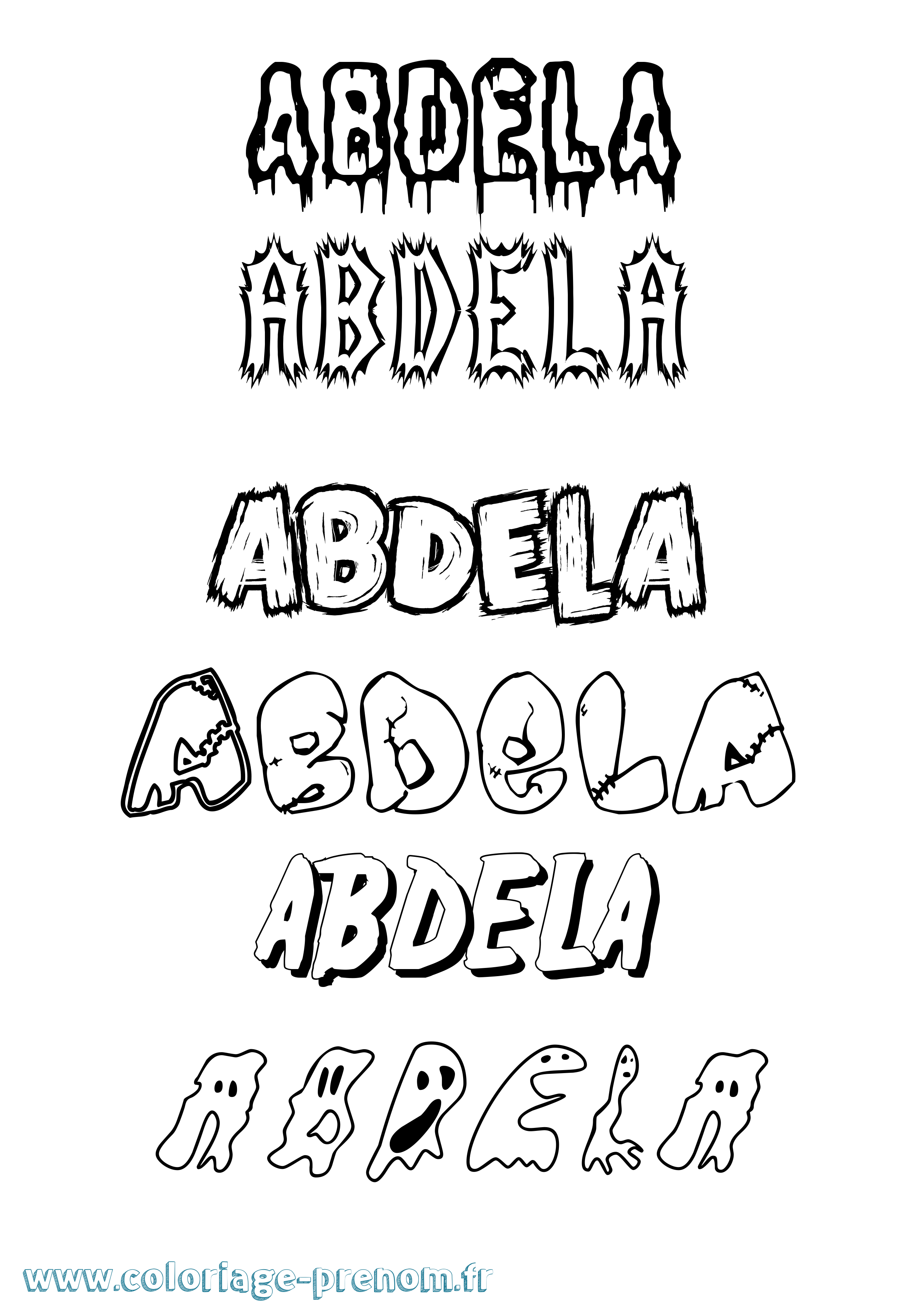 Coloriage Abdela Frisson Coloriage prénom Abdela Frisson