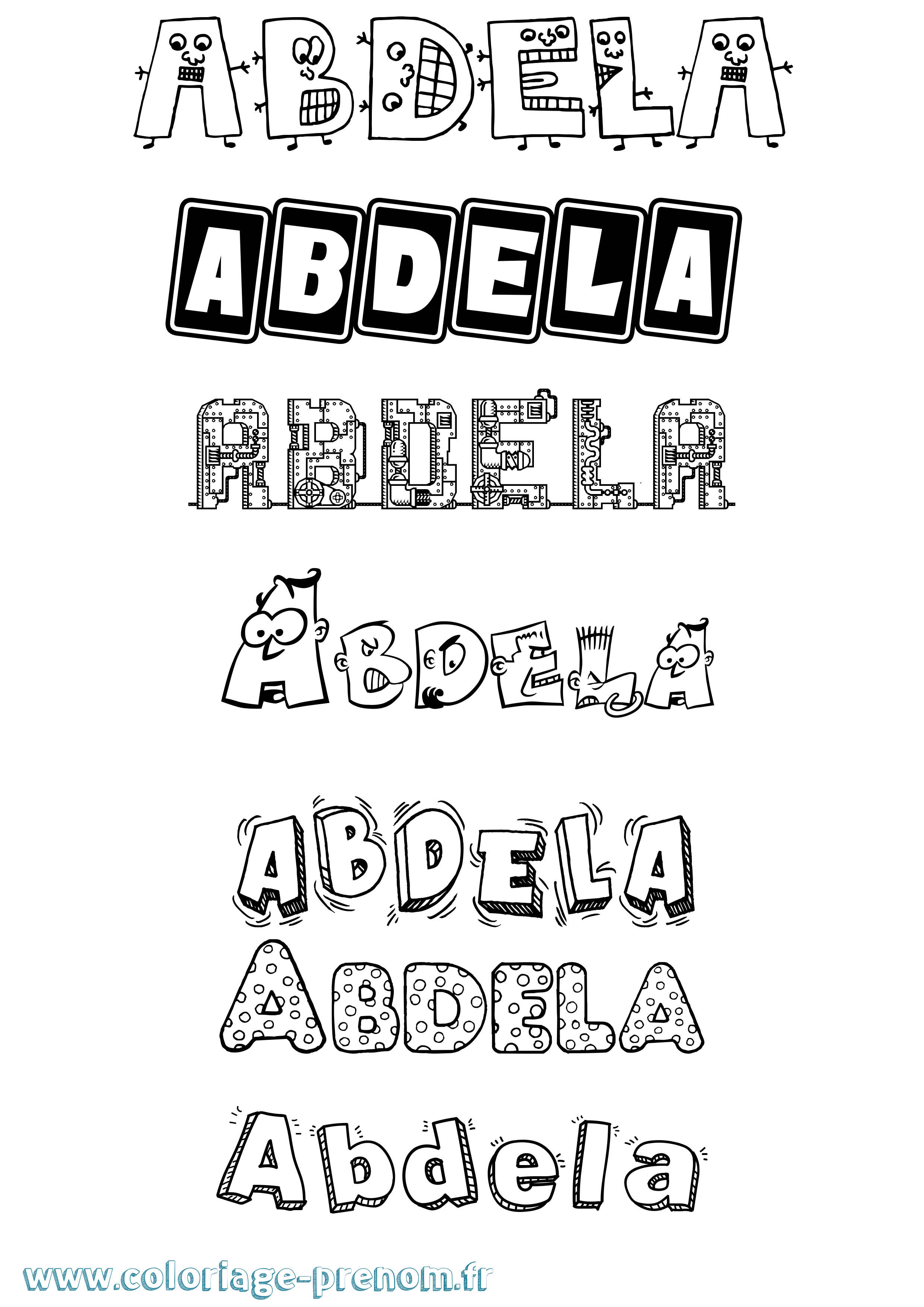 Coloriage Abdela Fun Coloriage prénom Abdela Fun