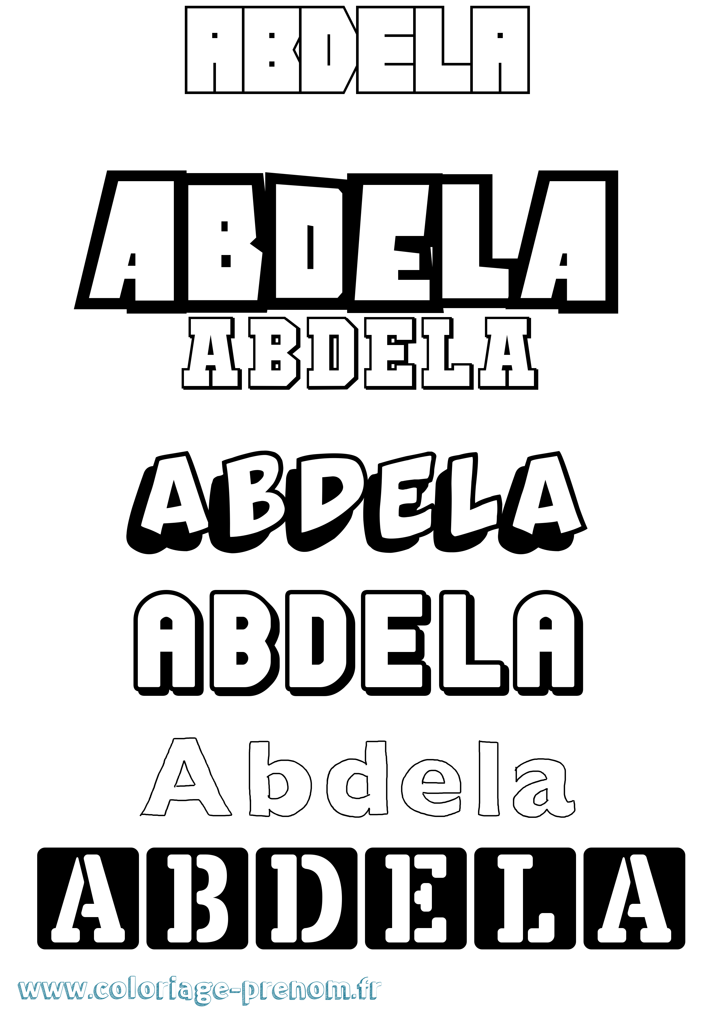 Coloriage Abdela Simple Coloriage prénom Abdela Simple