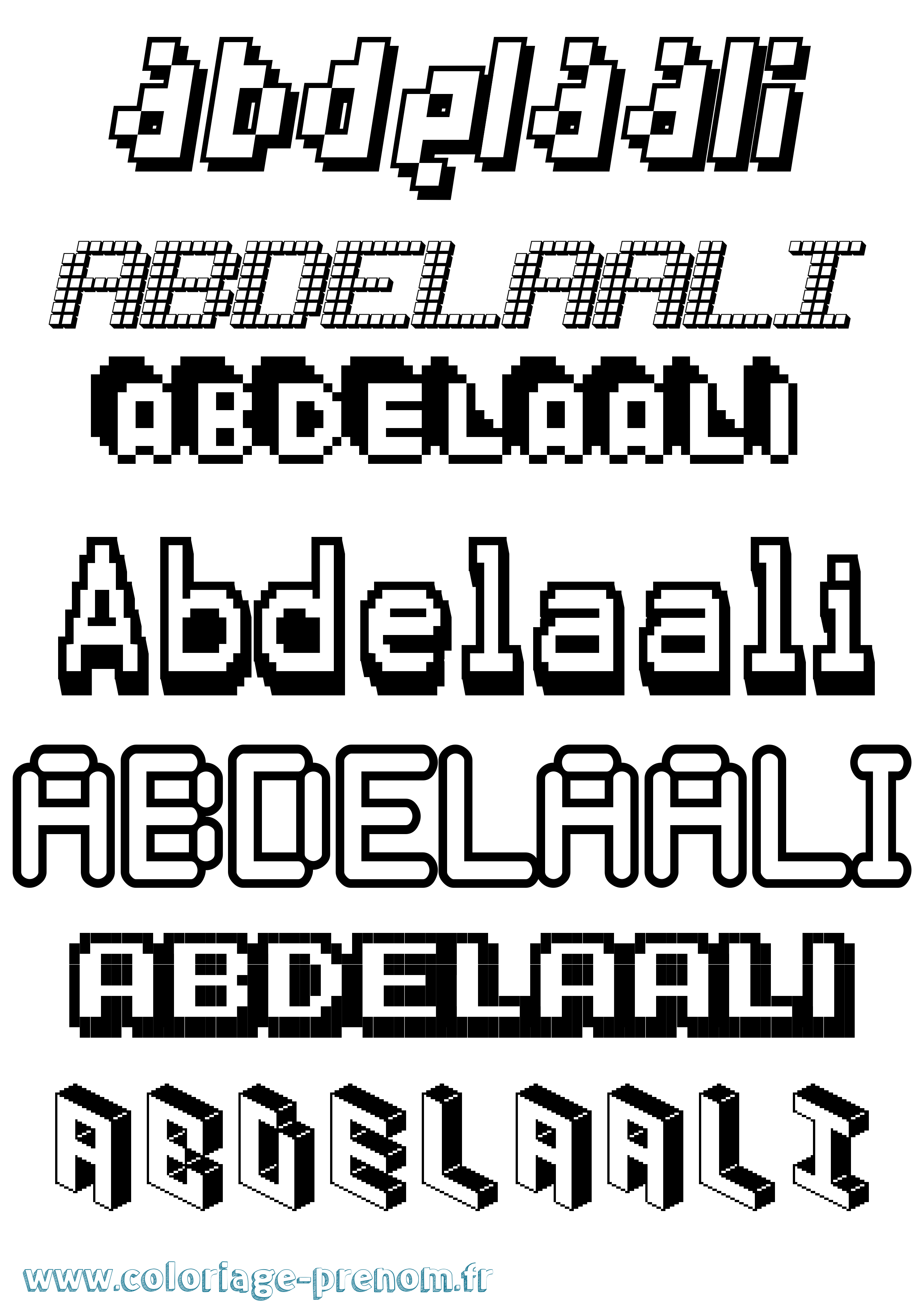 Coloriage prénom Abdelaali Pixel