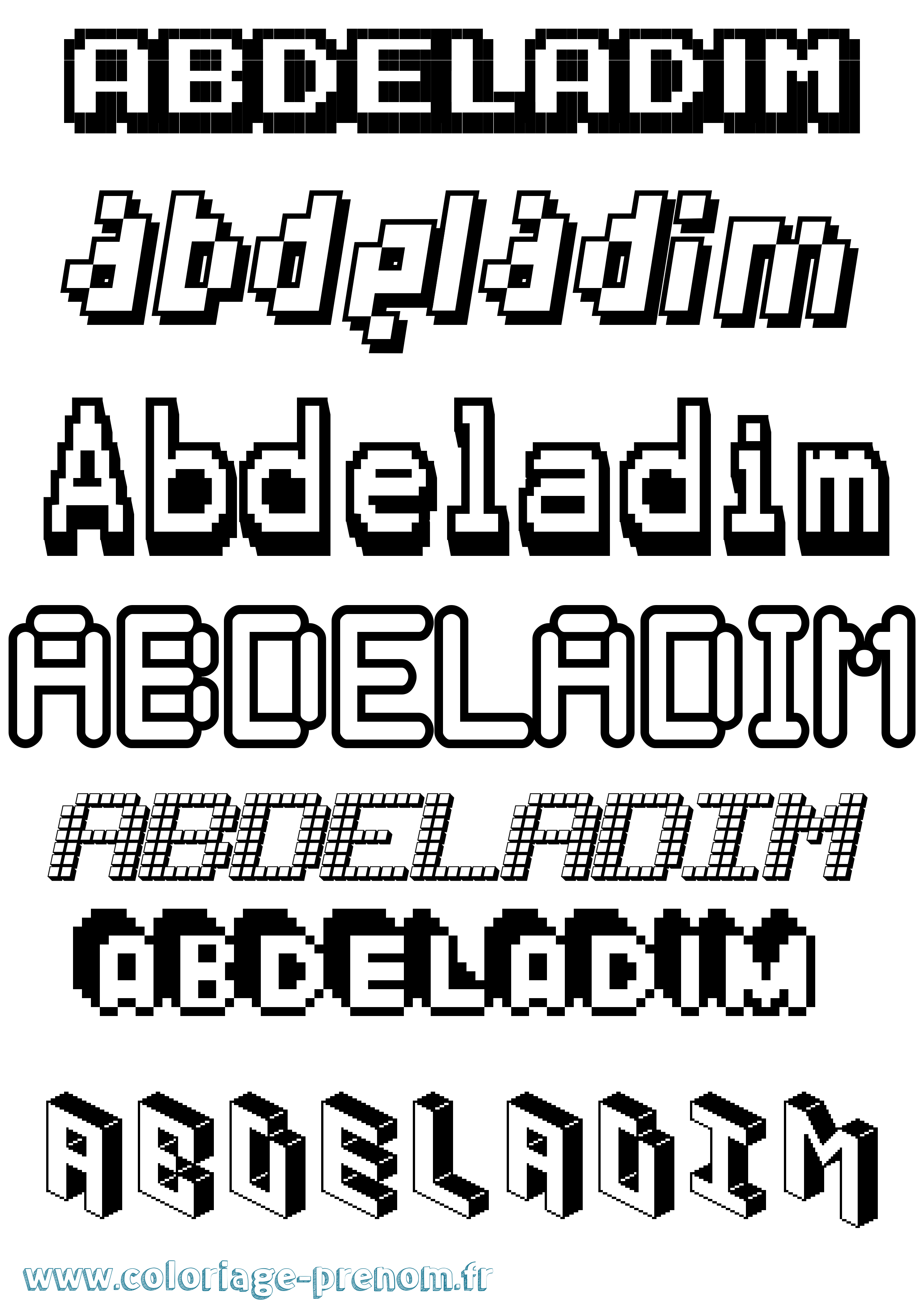Coloriage prénom Abdeladim Pixel