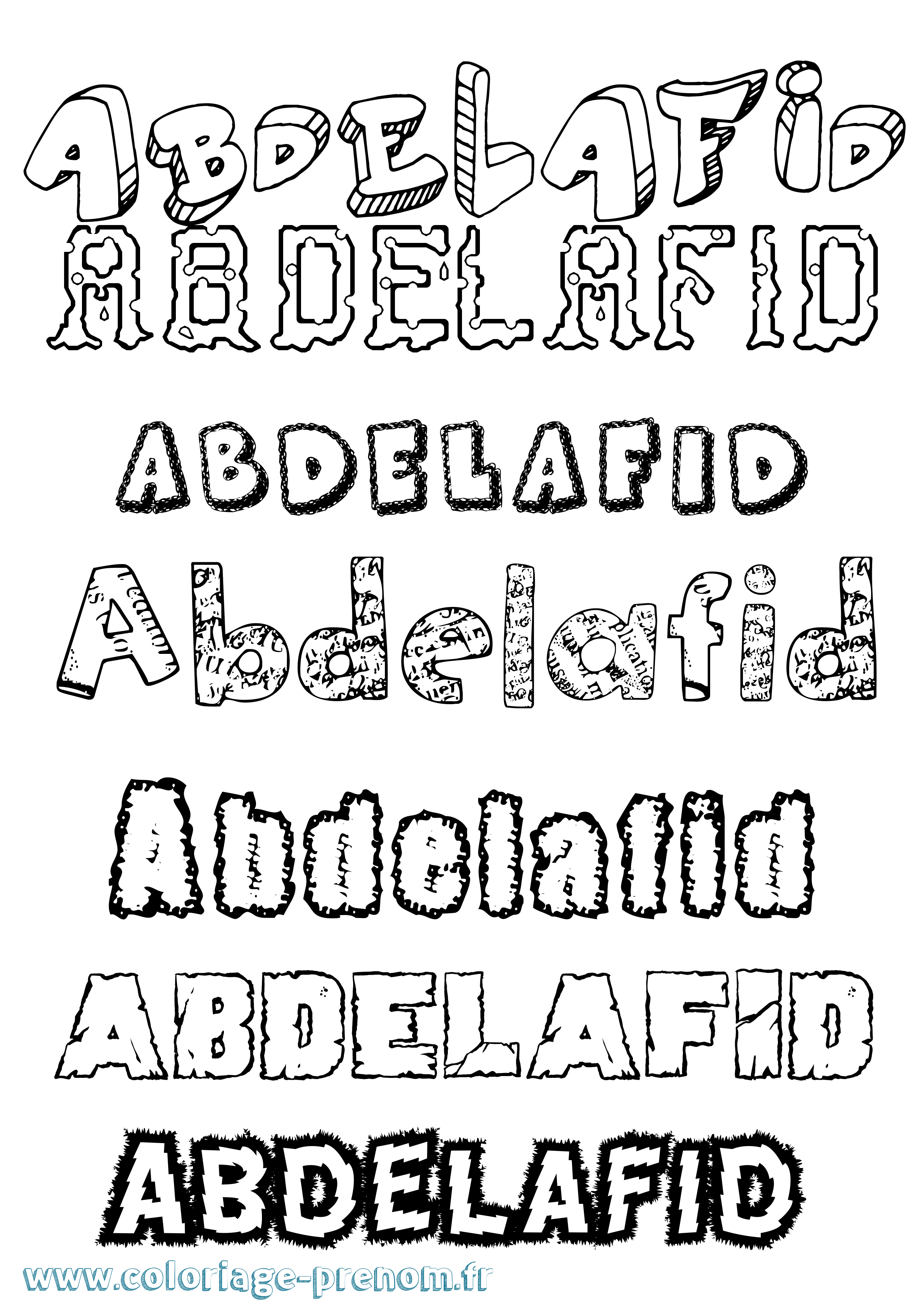Coloriage prénom Abdelafid Destructuré