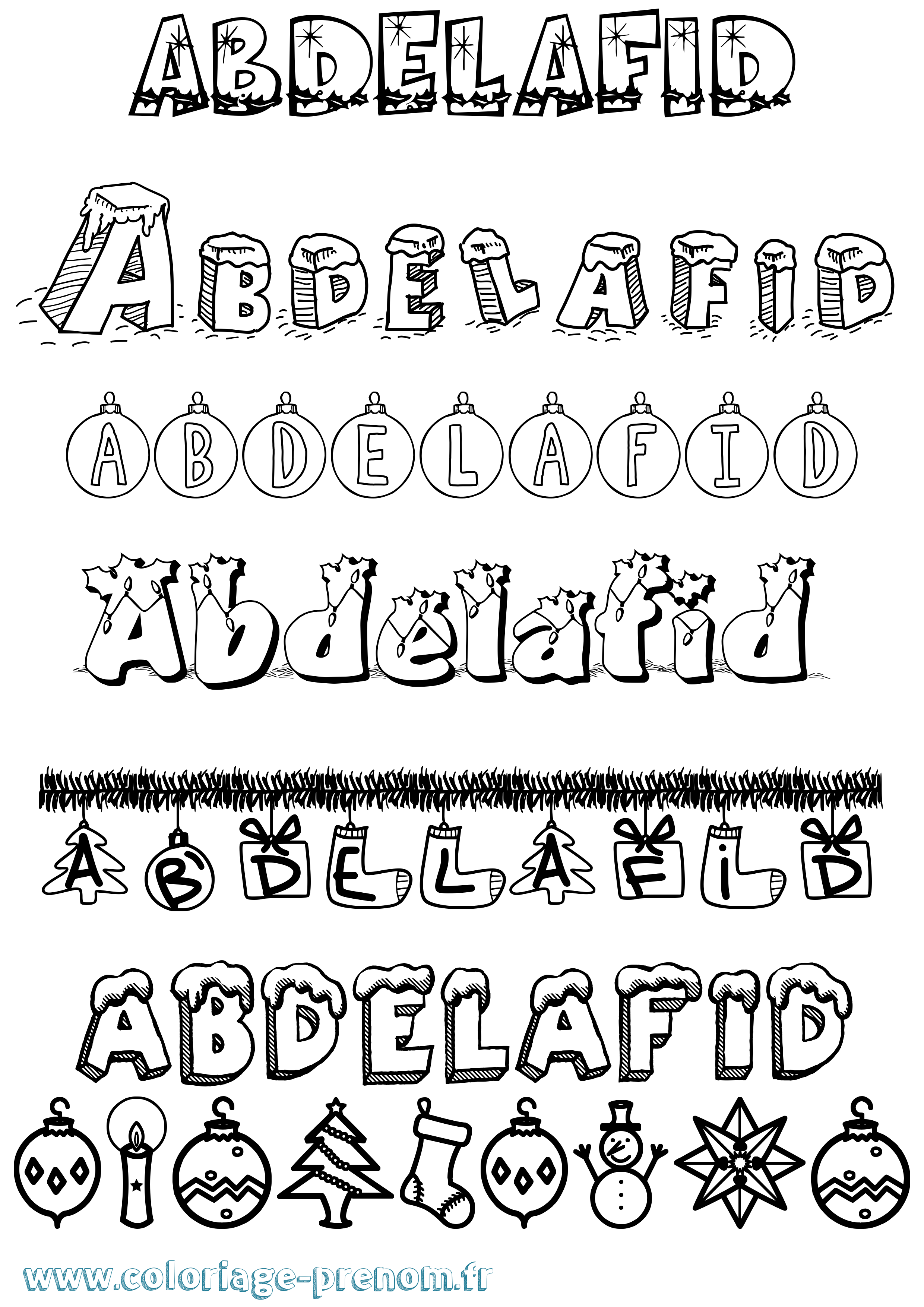 Coloriage prénom Abdelafid Noël
